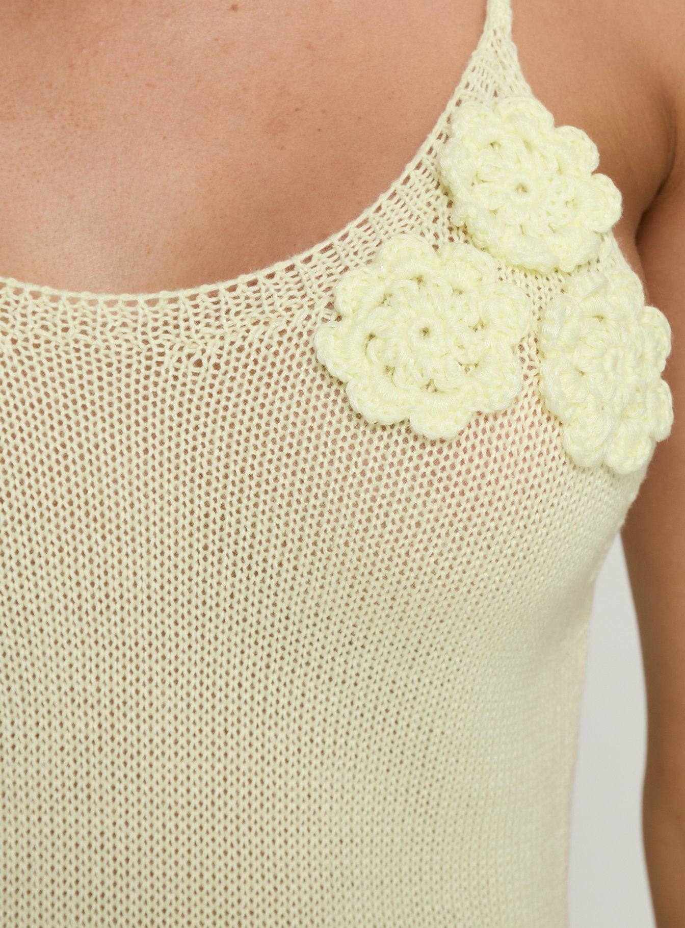 Cinderella Knit Floral Detail Maxi Dress Lemon Yellow - Image 5