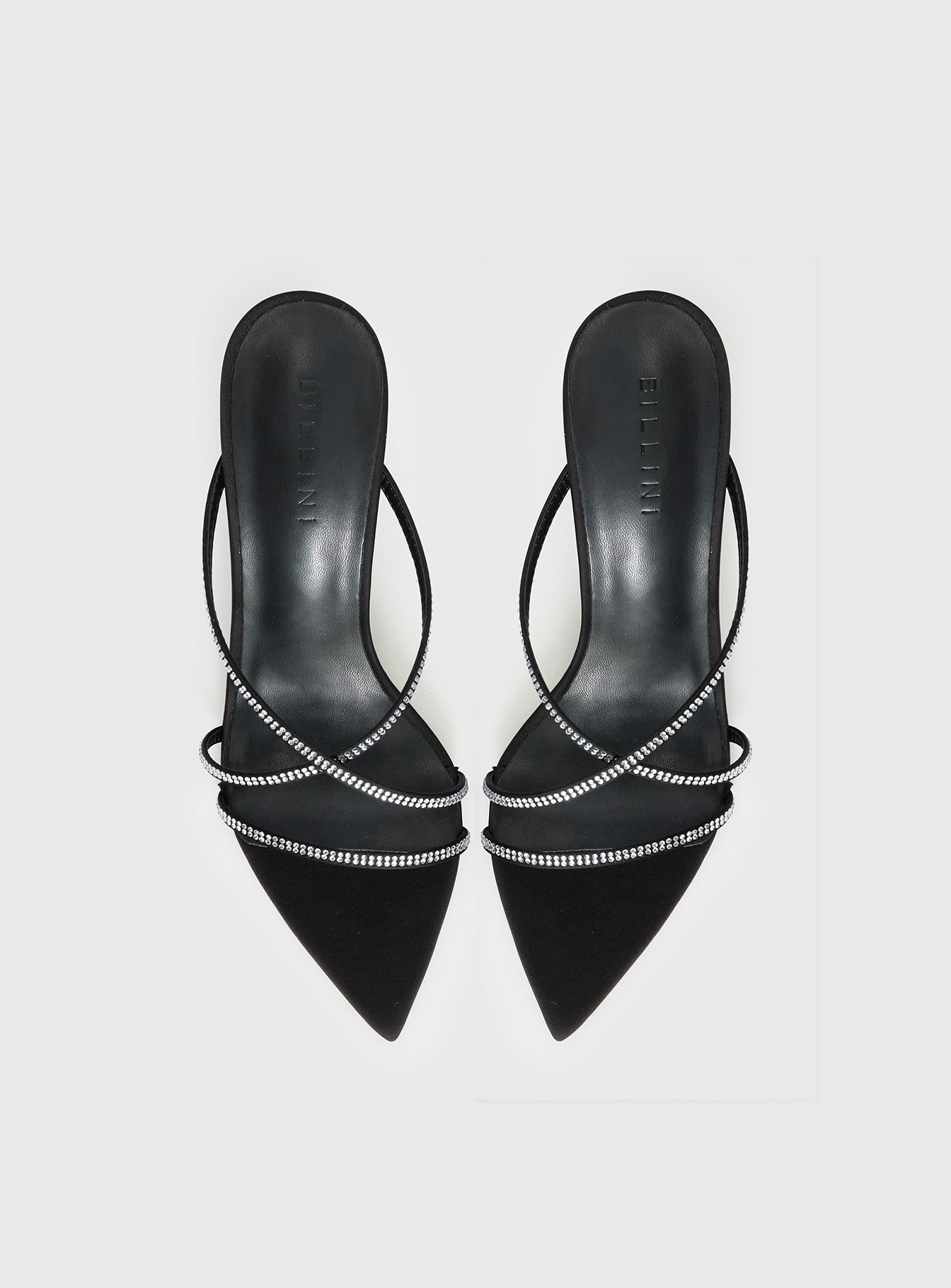 Billini Effy Heels Black Satin Diamante - Image 4