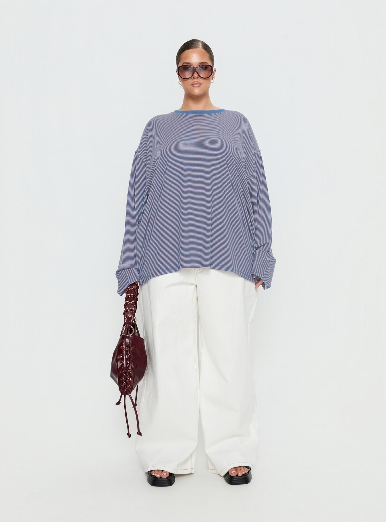 Marlah Long Sleeve Top Blue Stripe Curve - Image 7