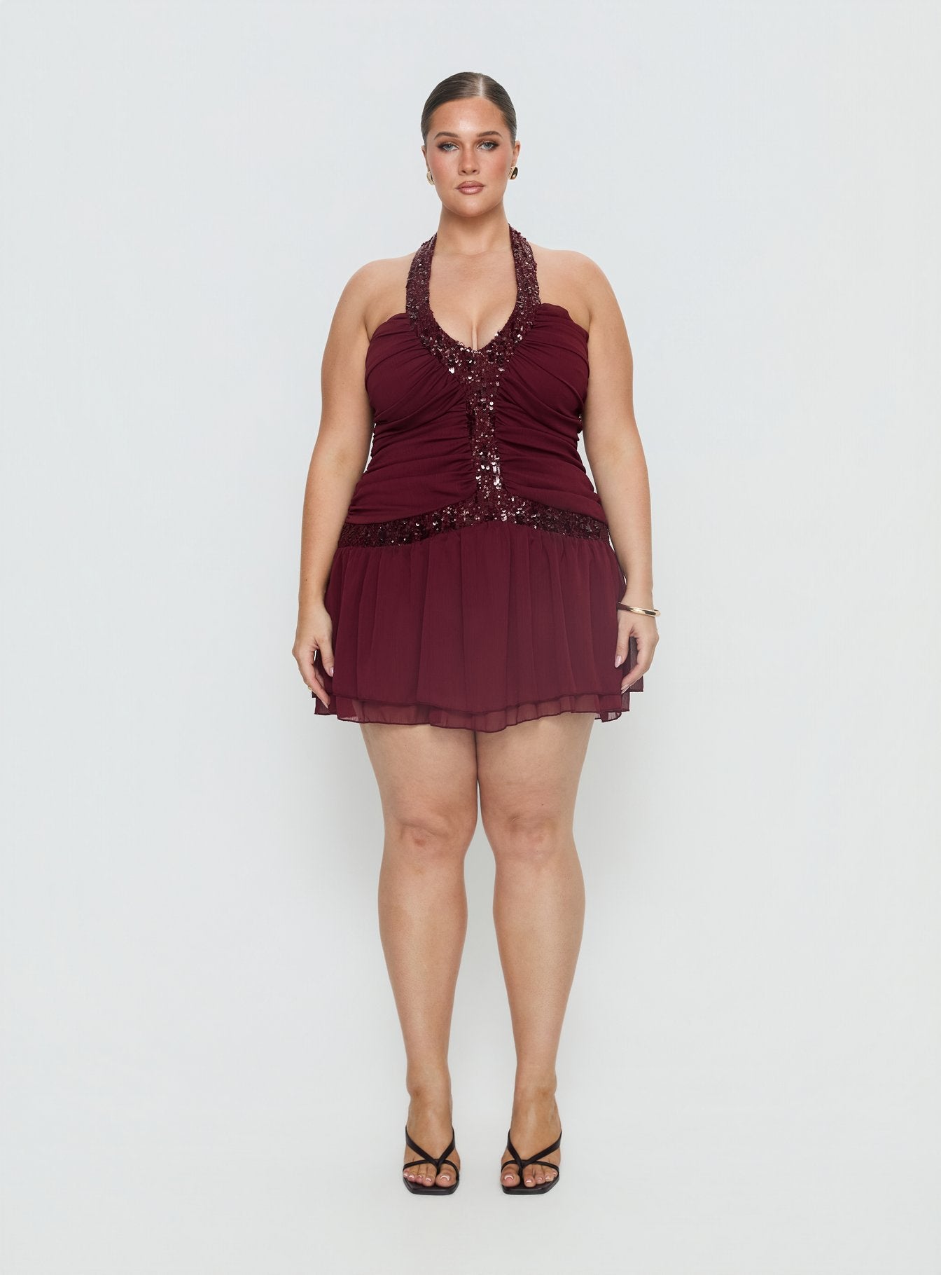 Aisleigh Sequin Halter Mini Dress Berry Curve - Image 7