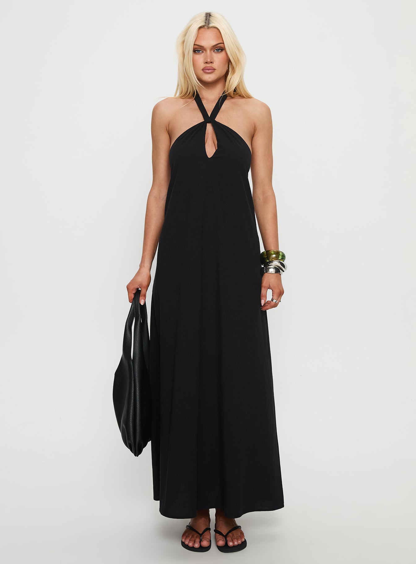 Kaiana Keyhole Halter Maxi Dress Black - Image 6