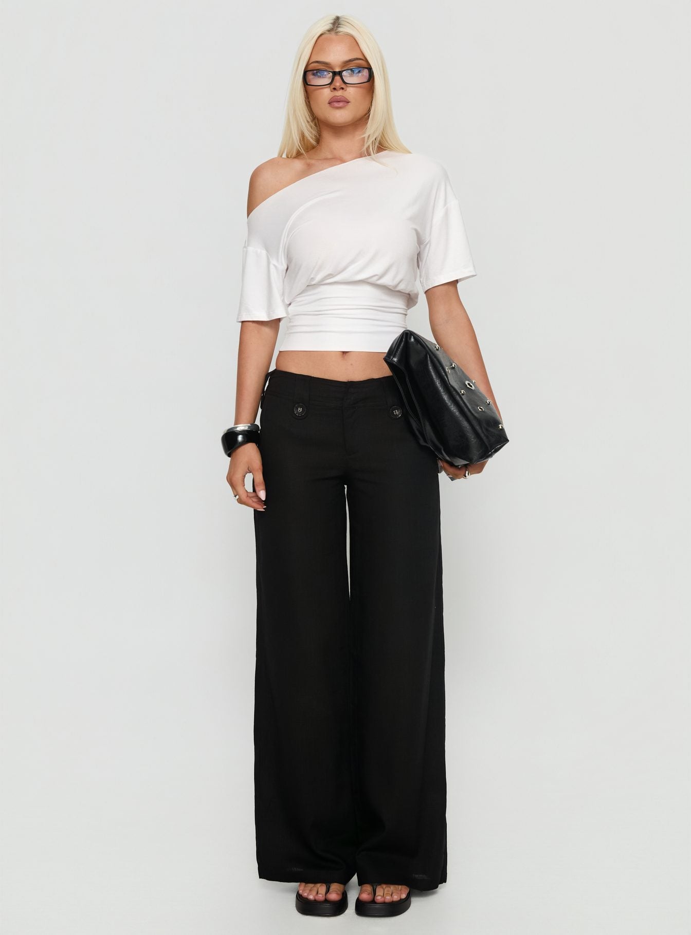 Ashlinn Off Shoulder Drapey Top White - Image 7