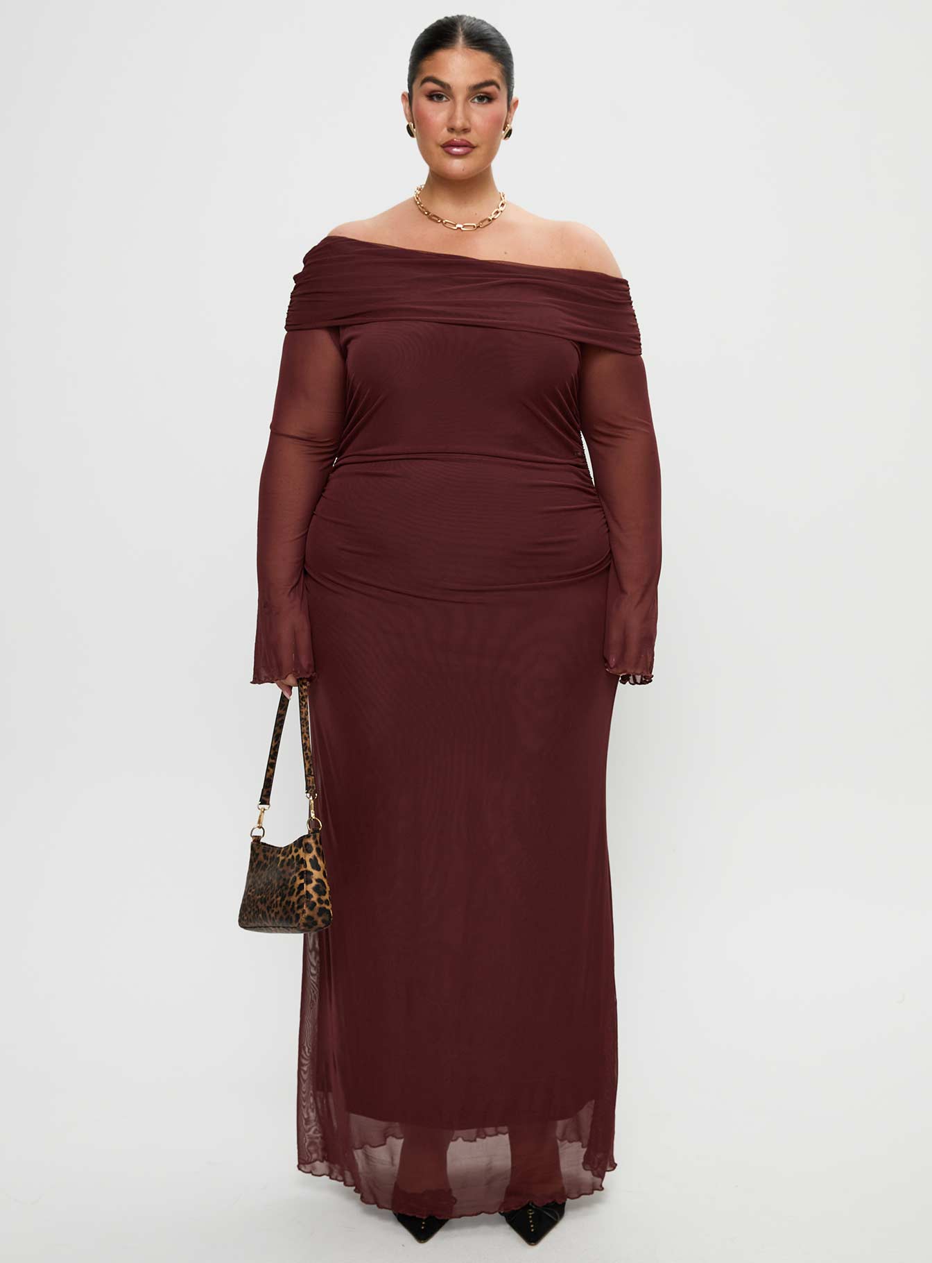 Consideration Long Sleeve Maxi Dress Chocolate Curve - Image 7