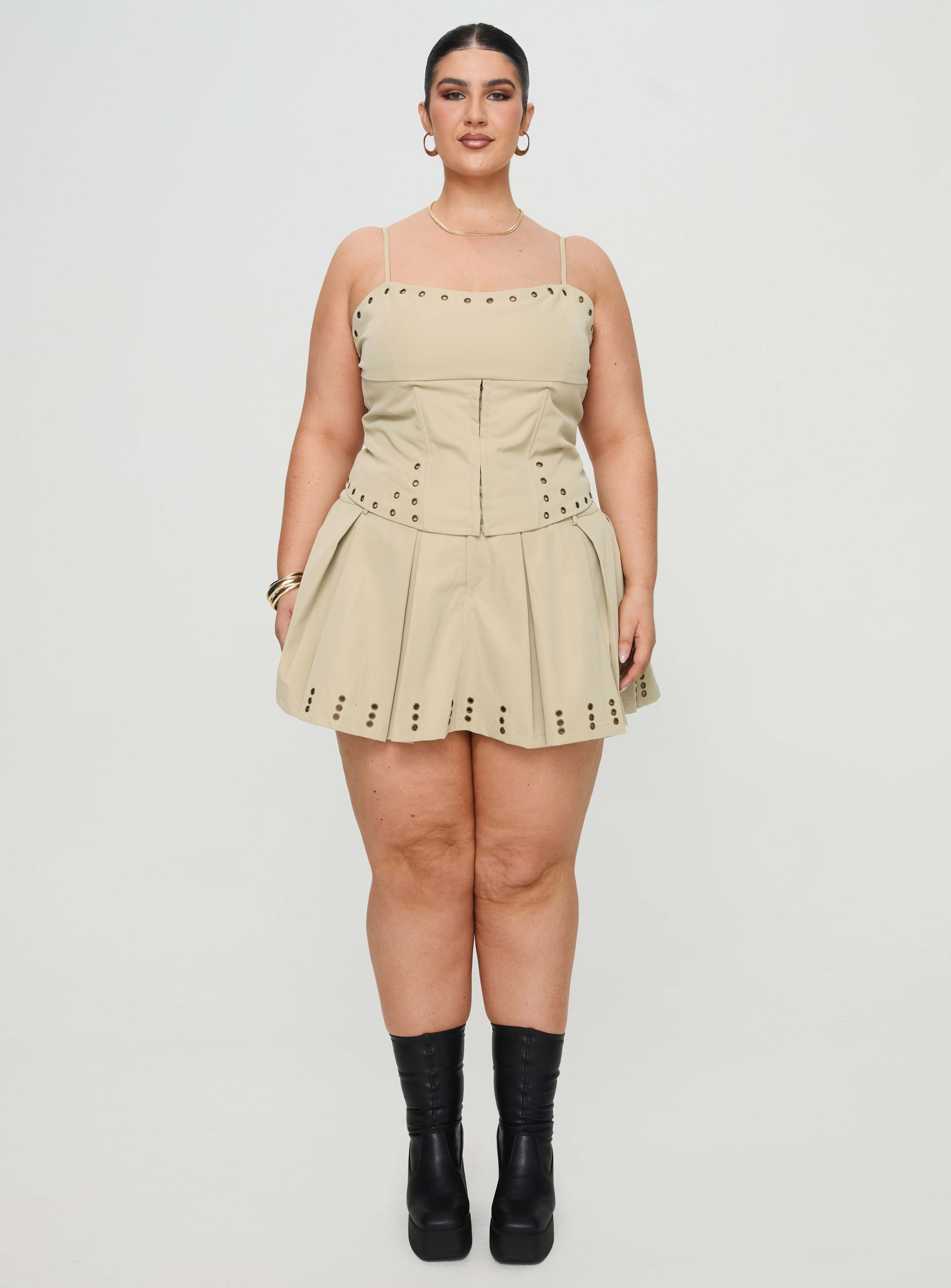 Alinzia Eyelet Corset Top Beige Curve - Image 7