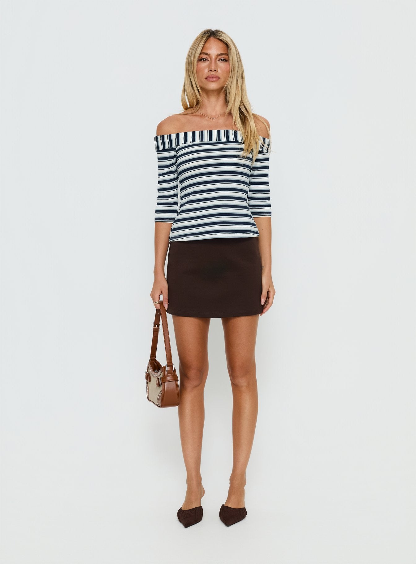 Dinnie Faux Suede Mini Skirt Brown - Image 6