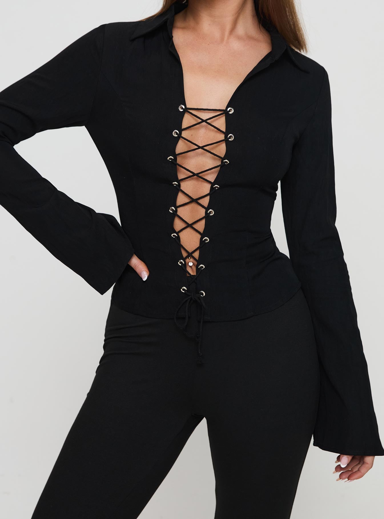 Alternative view of Alexandar Long Sleeve Top Black