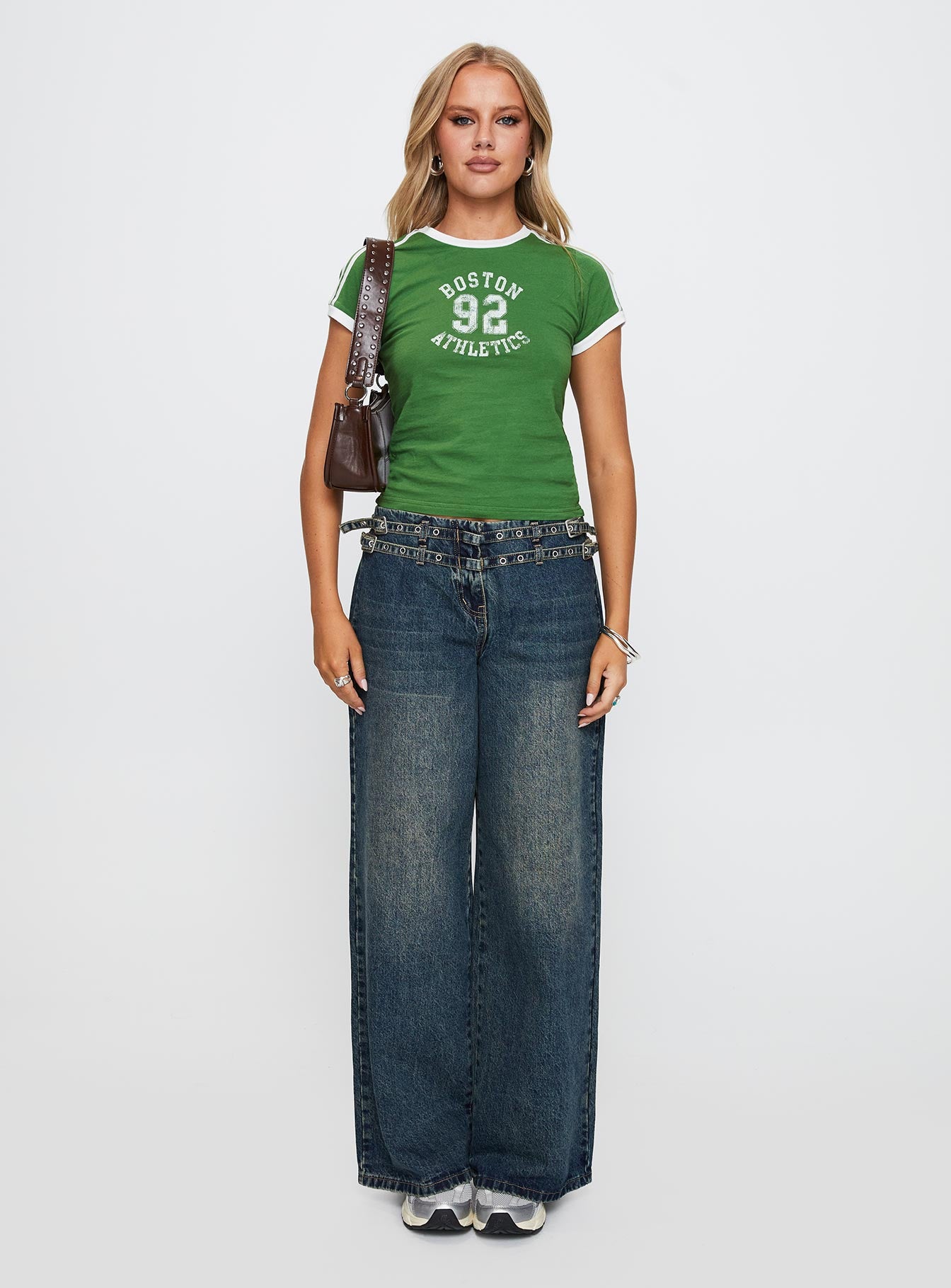 Baccarat Mid Rise Wide Leg Belted Jeans Dark Blue - Image 7