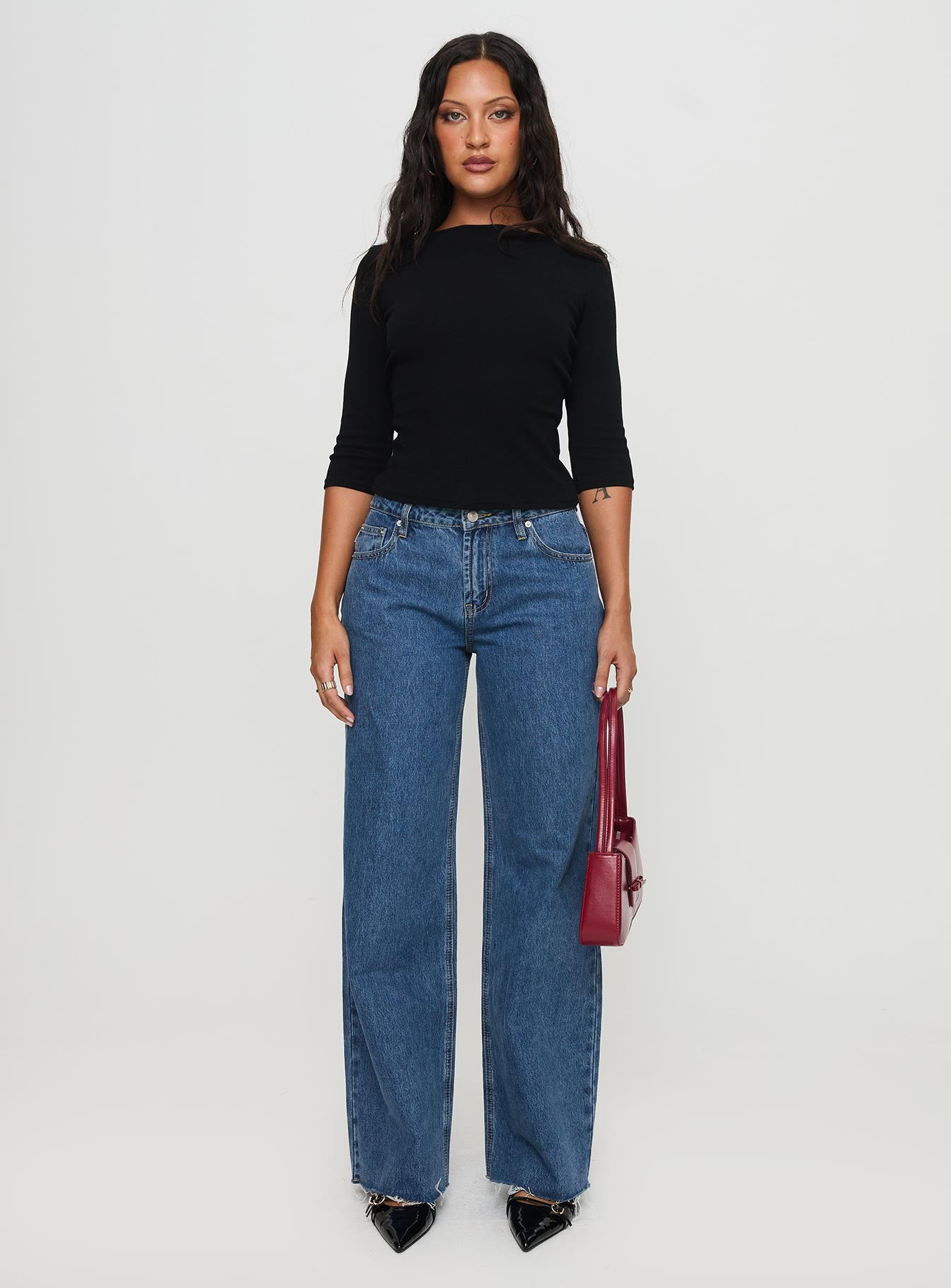 Darla Low Rise Straight Leg Jeans Mid Wash - Image 7