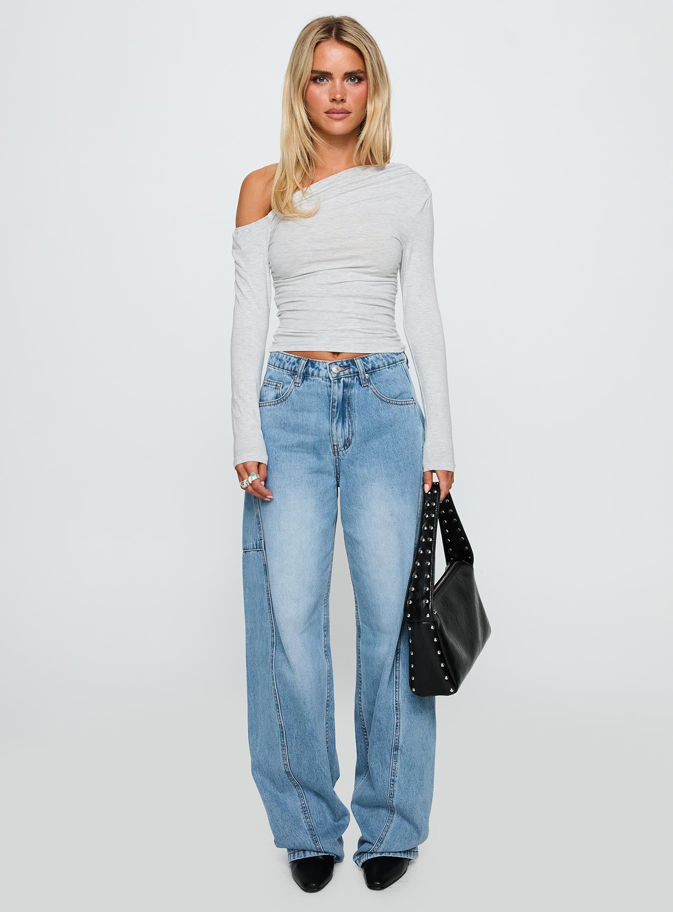Esperance Mid Rise Barrel Leg Jeans Vintage Blue - Image 7
