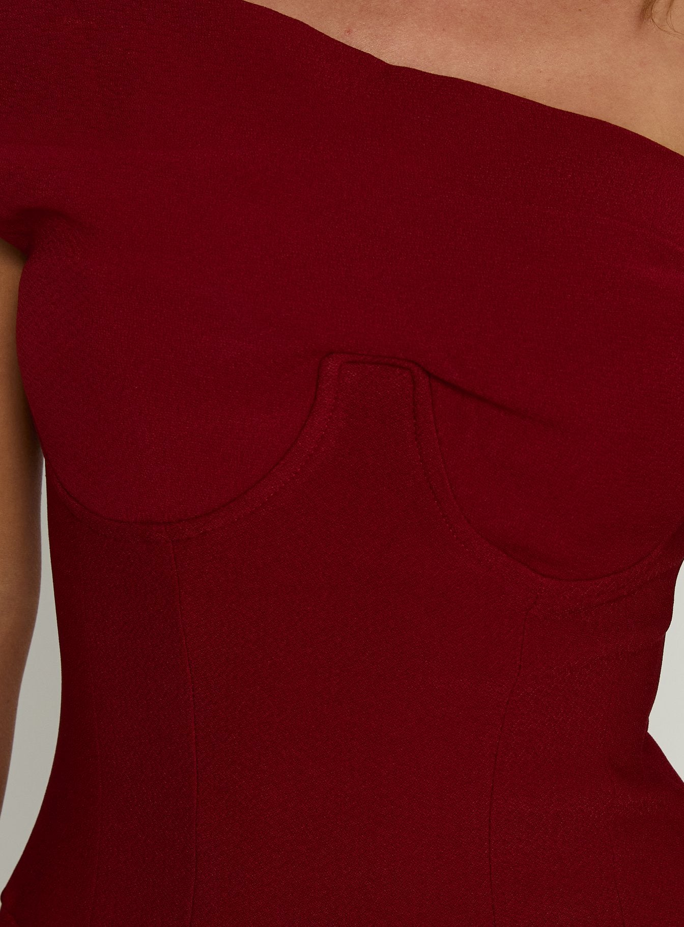 Delcina Off Shoulder Corset Mini Dress Burgundy - Image 5