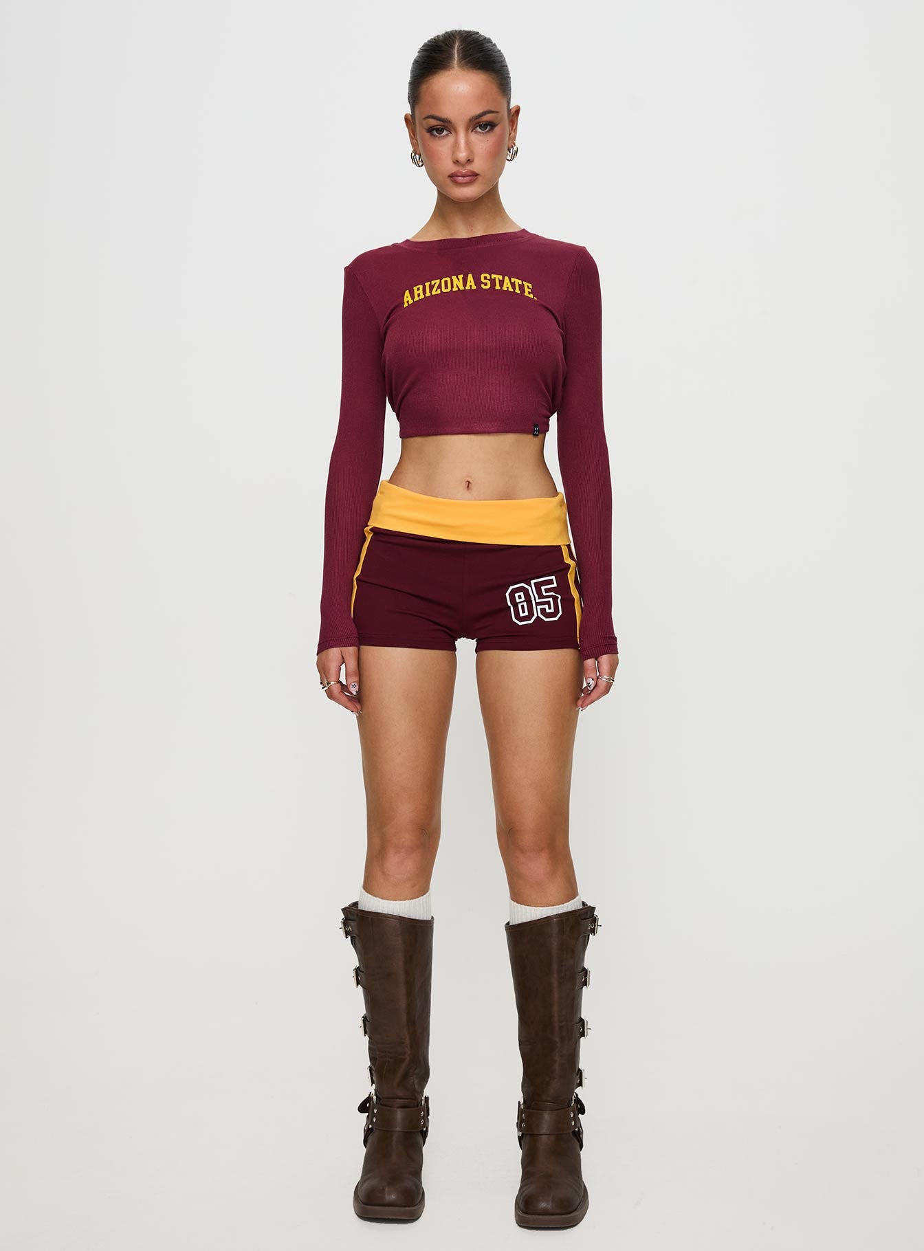 Asu Foldover Shorts Maroon - Image 7