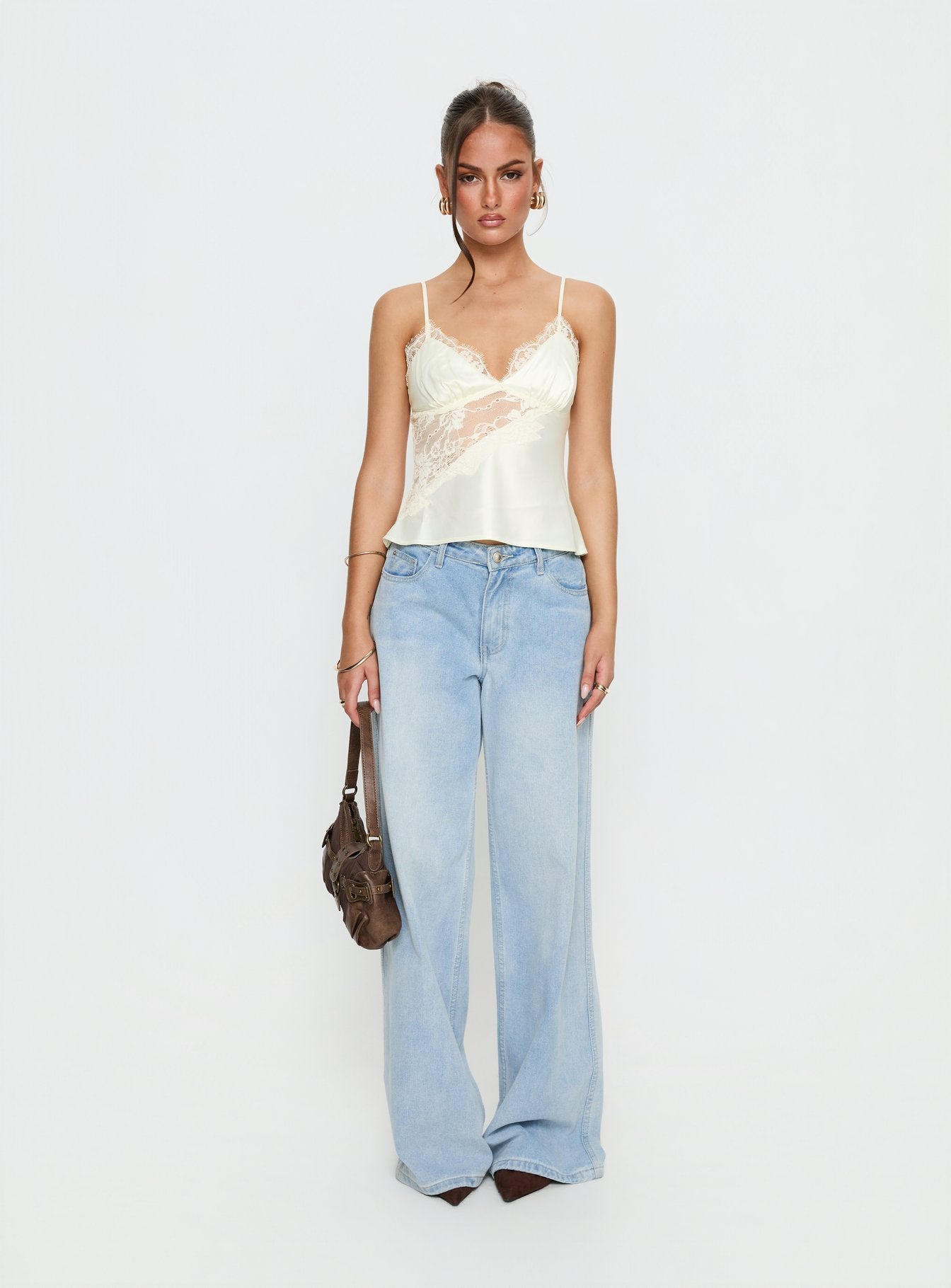 Annamari Lace Satin Cami Top Cream - Image 6