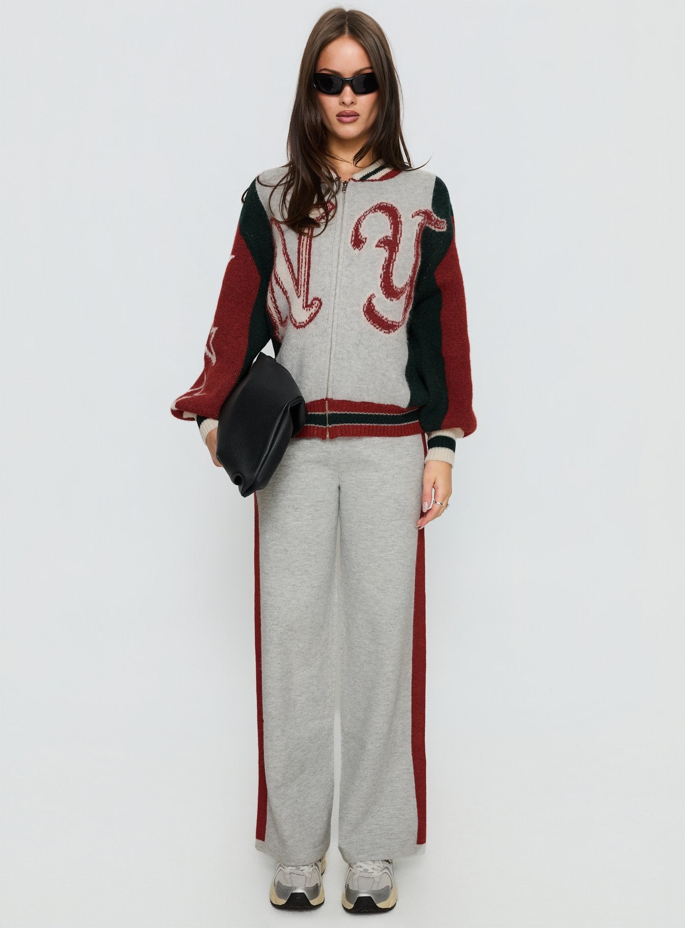 Brandyce Straight Leg Knit Pants Grey / Red - Image 6
