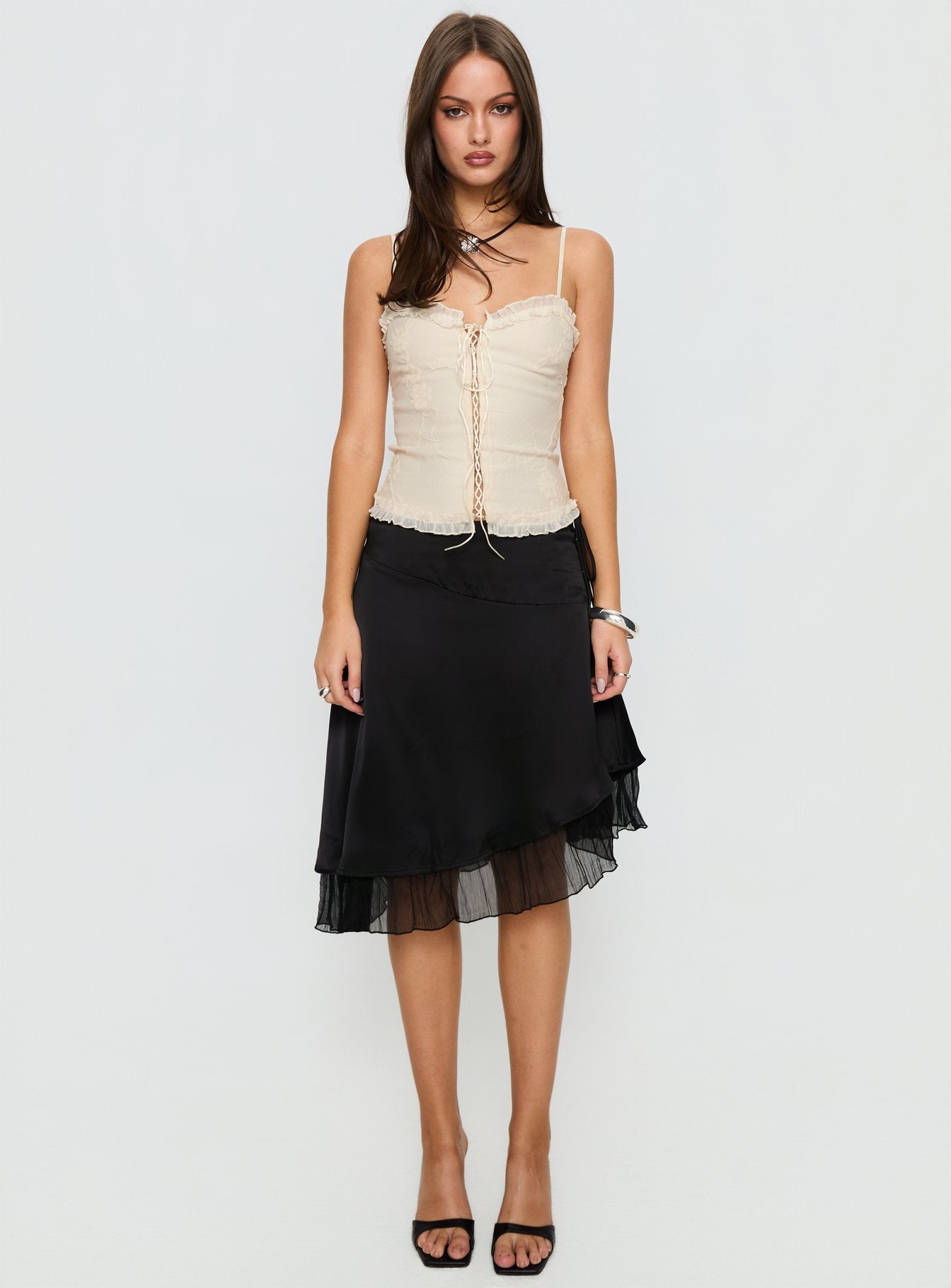 Angeleah Tie Up Frill Detail Top Cream - Image 7
