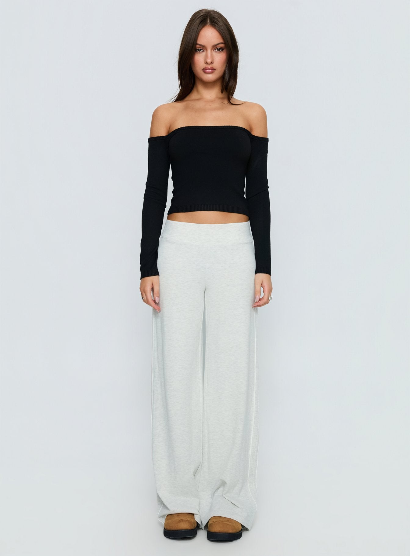 Ellaina Off Shoulder Long Sleeve Top Black - Image 6