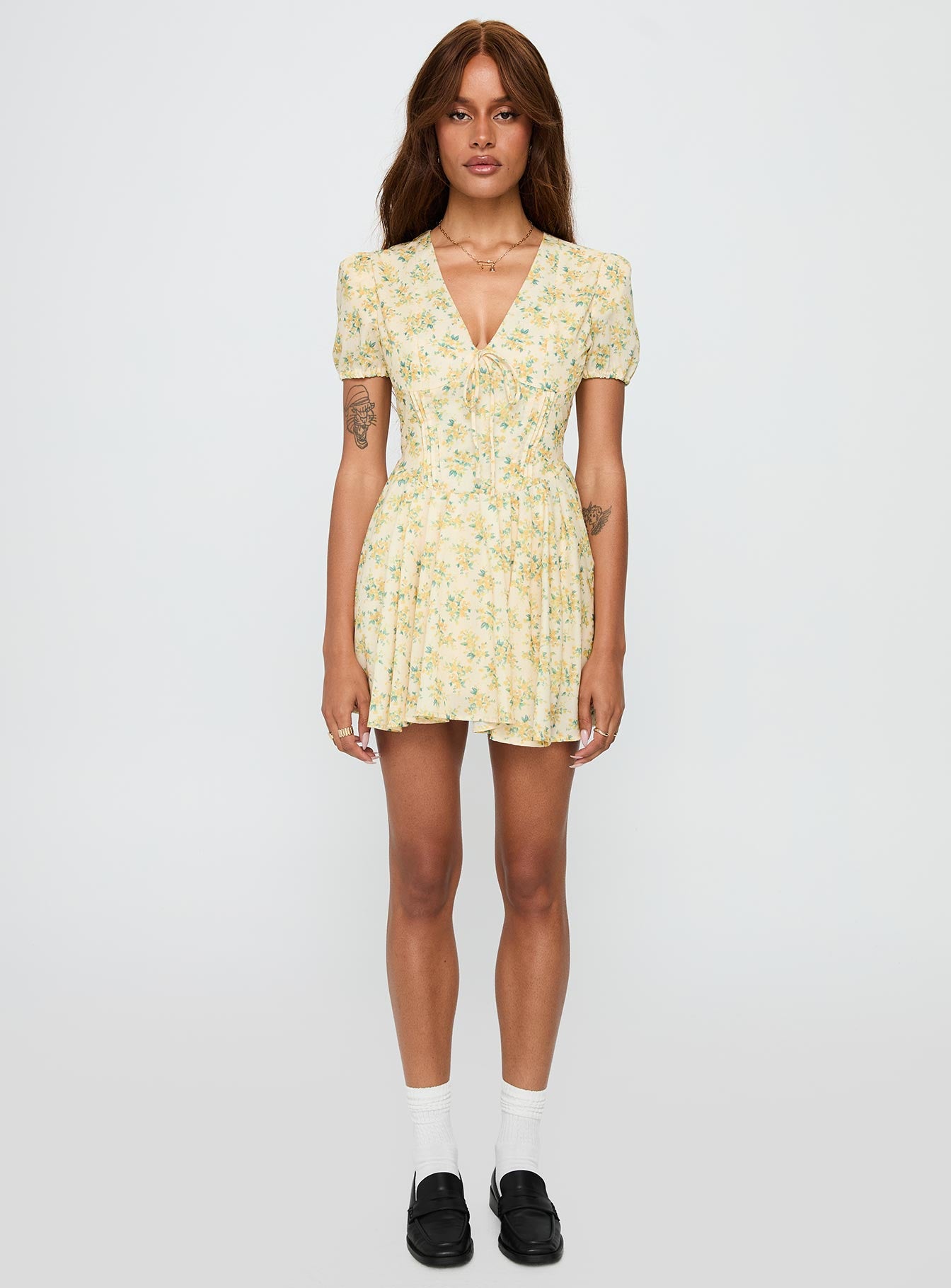 Ethelyn Mini Dress Yellow Floral - Image 7