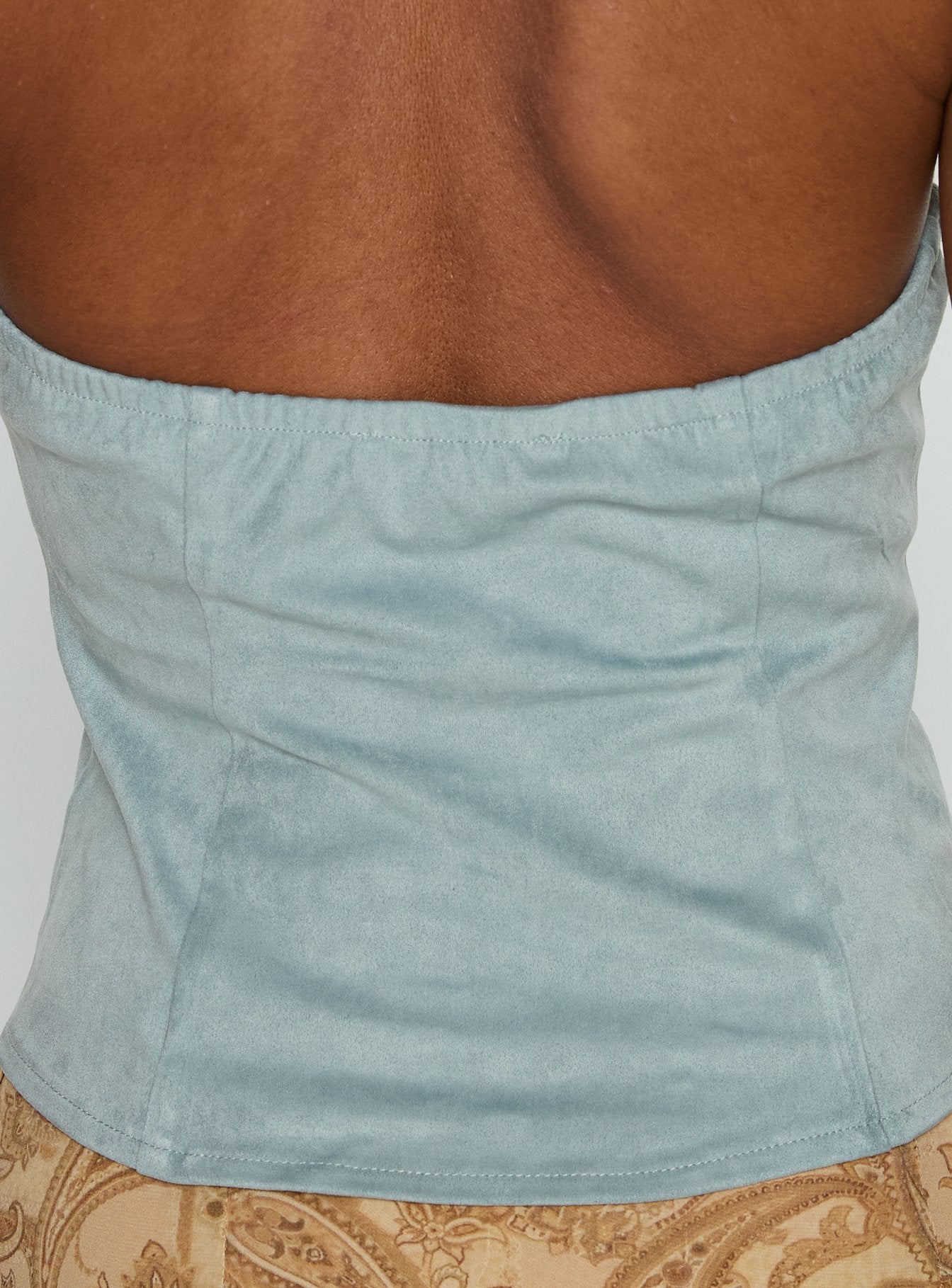 Dalyah Faux Suede Halter Top Soft Blue - Image 7