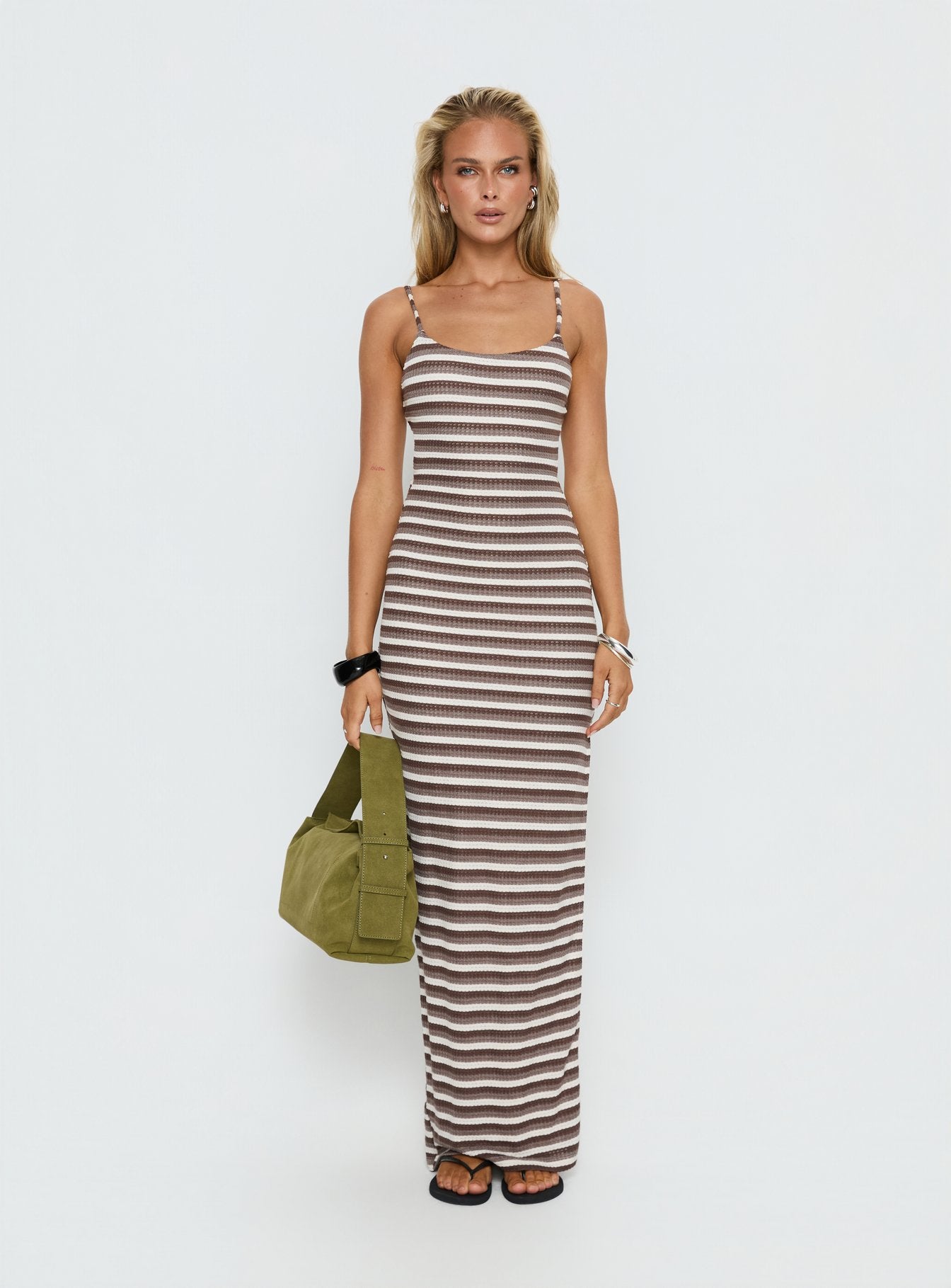 Elestria Maxi Dress Brown Stripe - Image 7