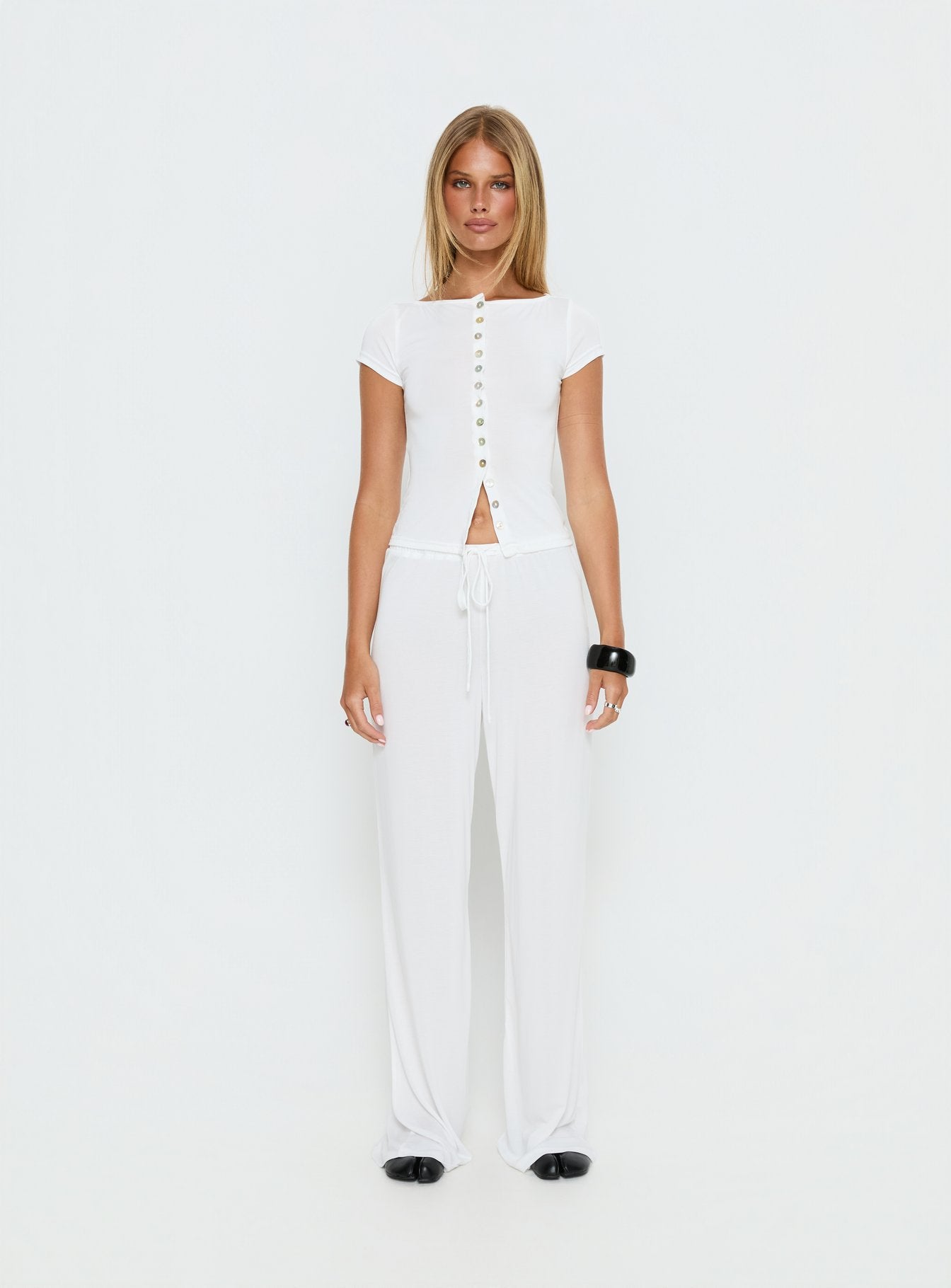 Gavrielle Jersey Wide Leg Pants White - Image 7