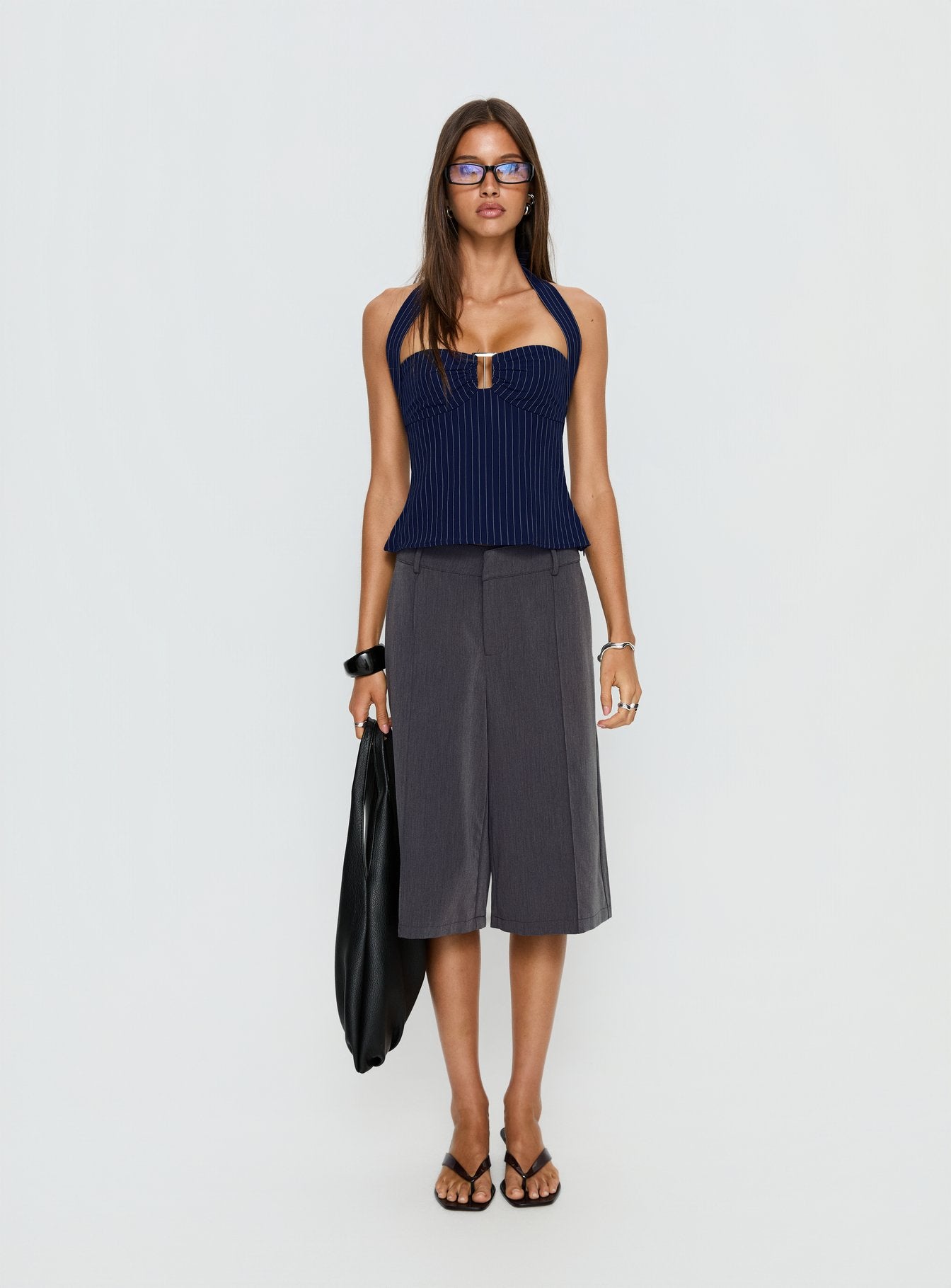 Isabetta Halter Top Navy Pinstripe - Image 6