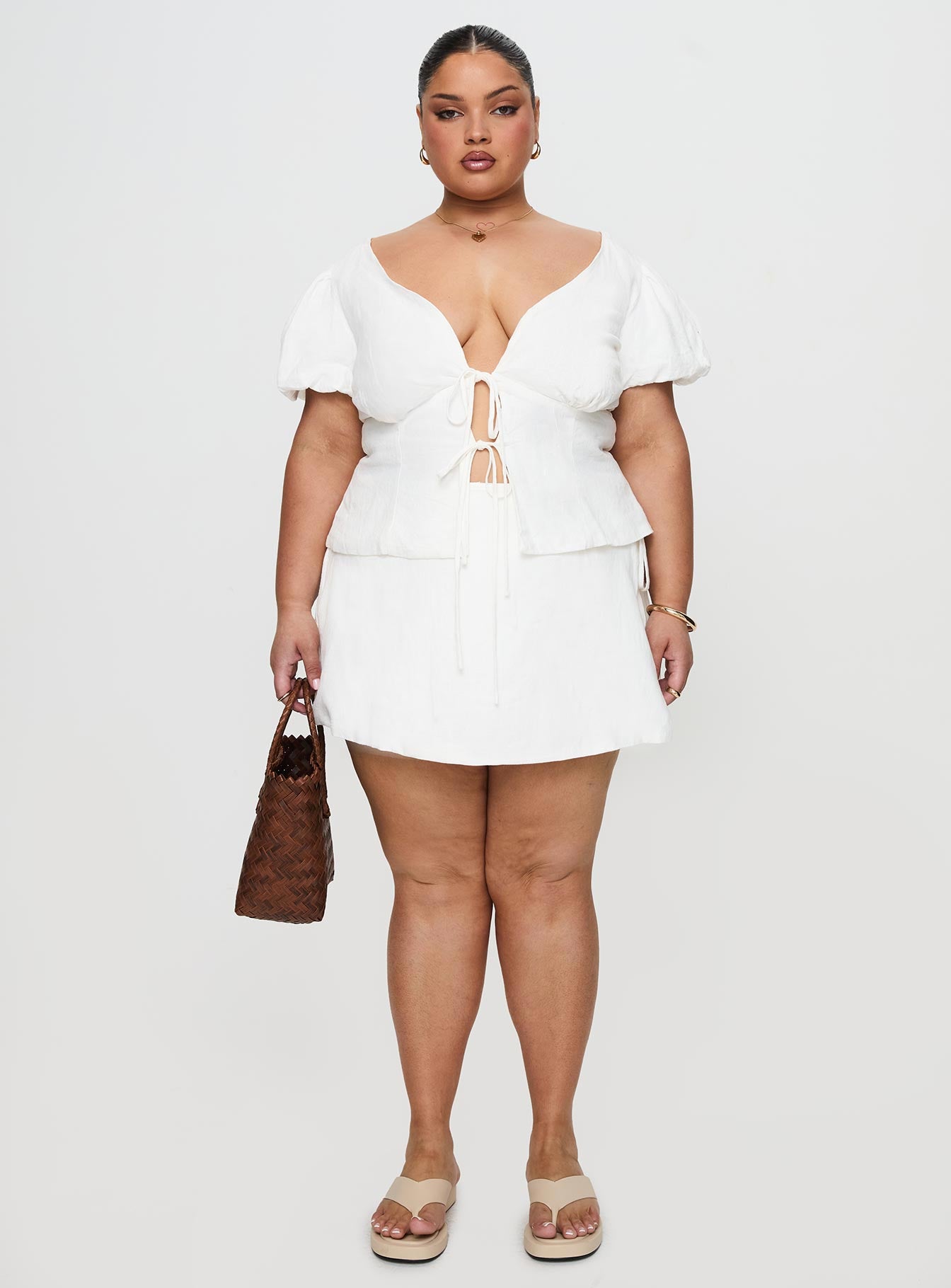 Gulliver Tie Side Mini Skort White Curve - Image 7