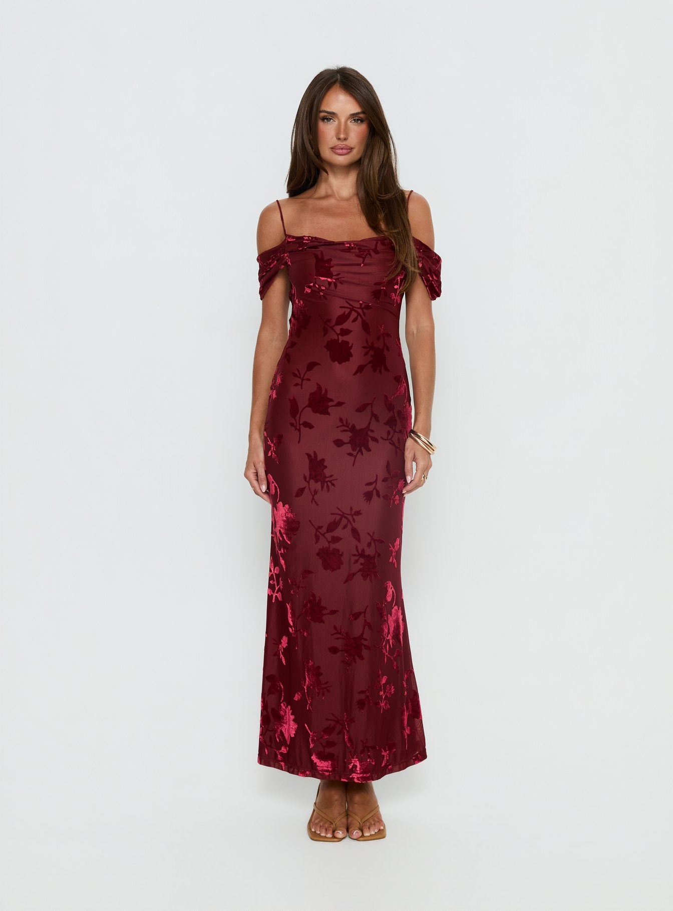 Green Gables Burnout Maxi Dress Burgundy - Image 7