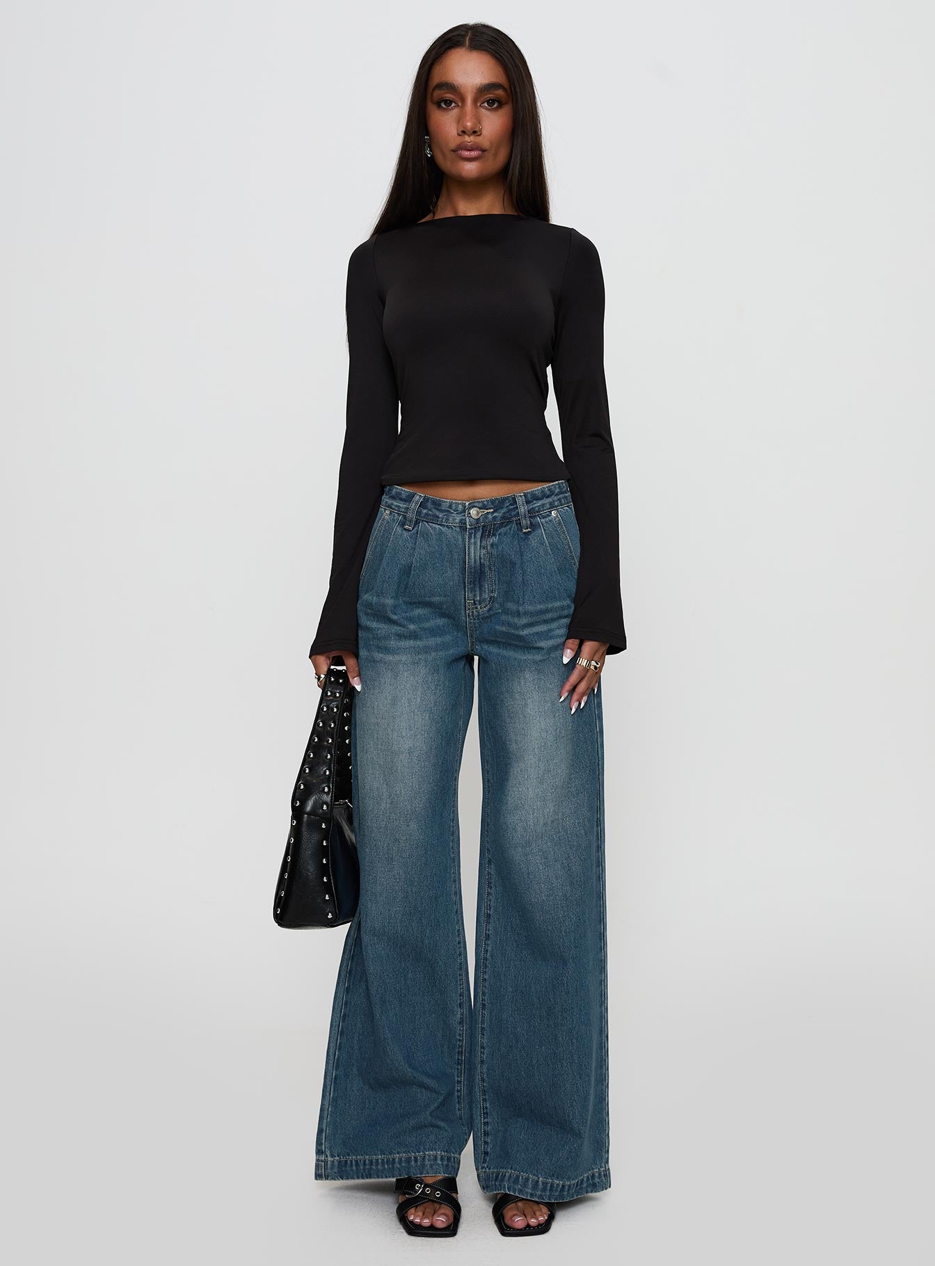 Laguardia Mid Rise Wide Leg Jeans Dark Blue Wash - Image 7