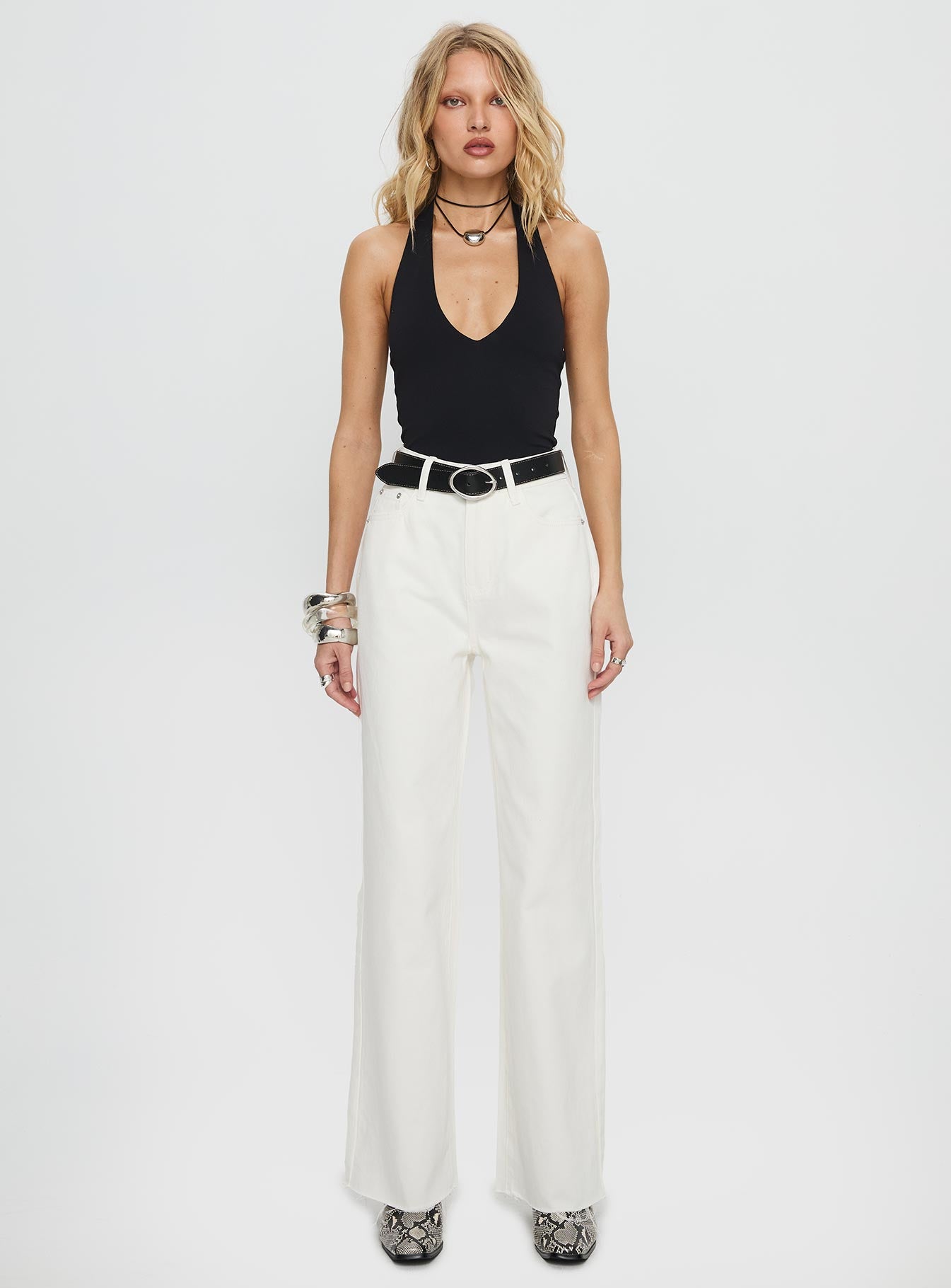 Henesey High Rise Straight Leg Jeans White Wash - Image 7