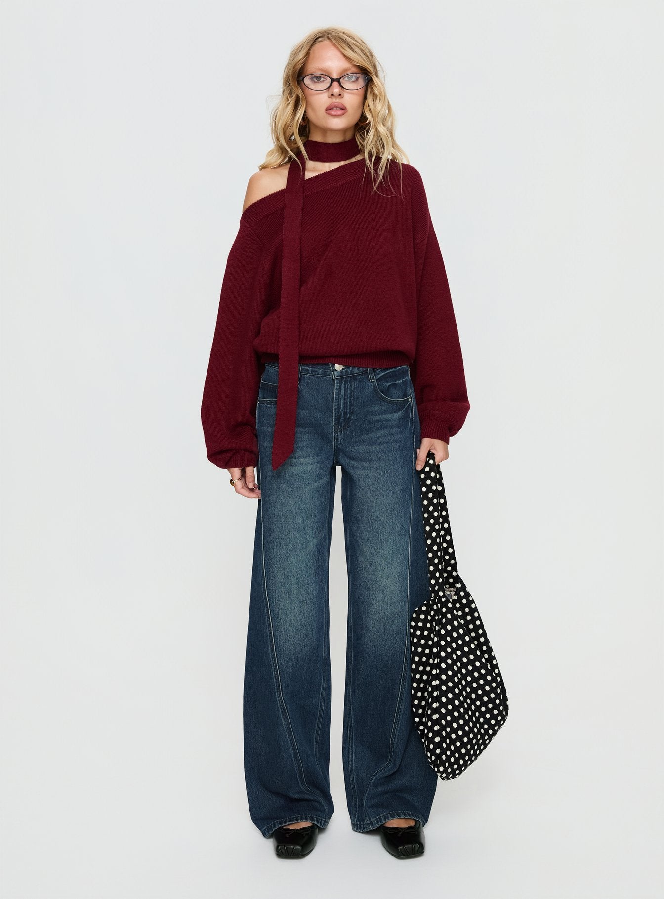 Kellsie High Rise Wide Leg Jeans Dark Blue Wash - Image 7
