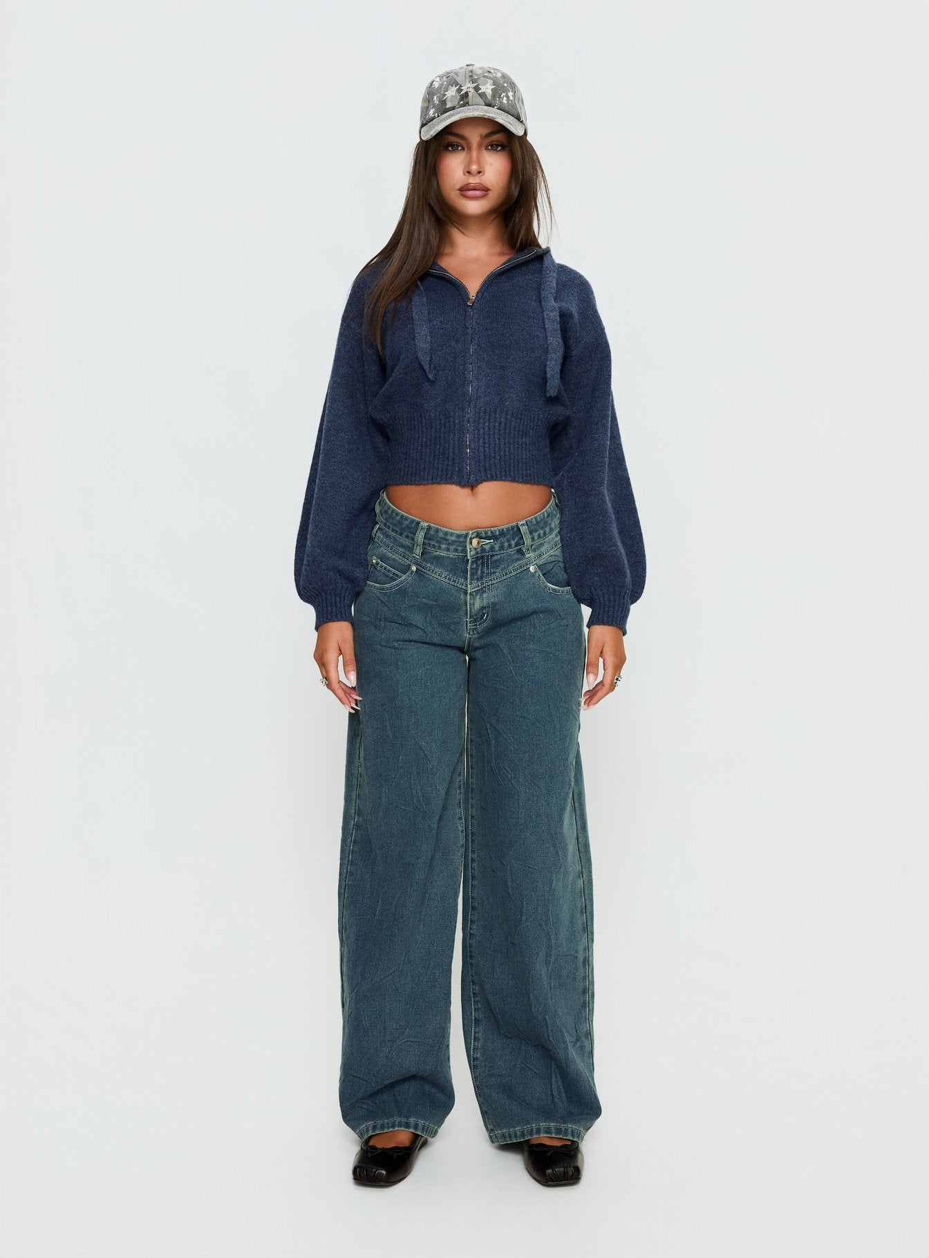 Kieley Zip Through Knit Hoodie Navy - Image 7