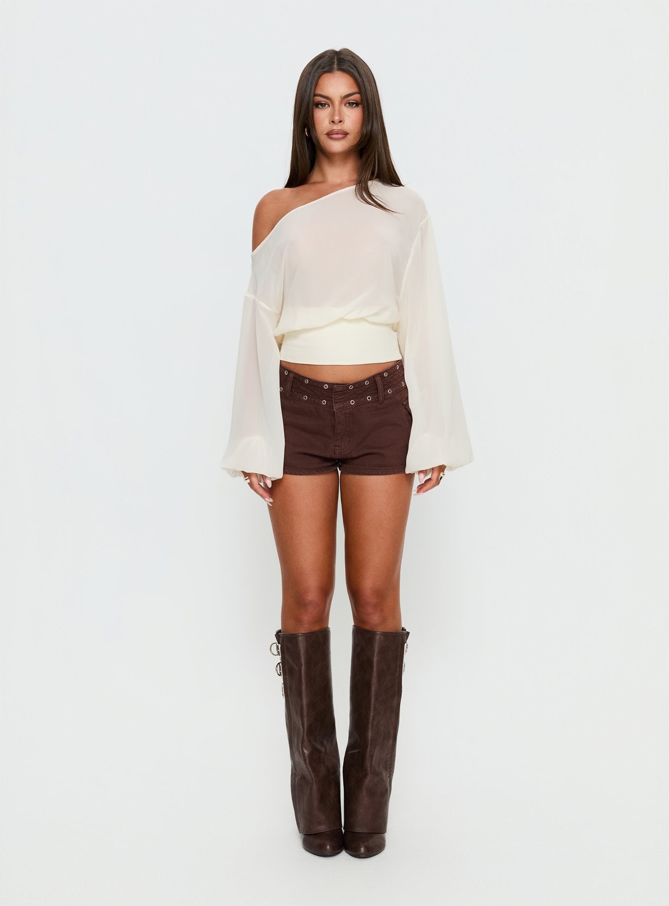 Idalina Slouchy Chiffon Top Cream - Image 7