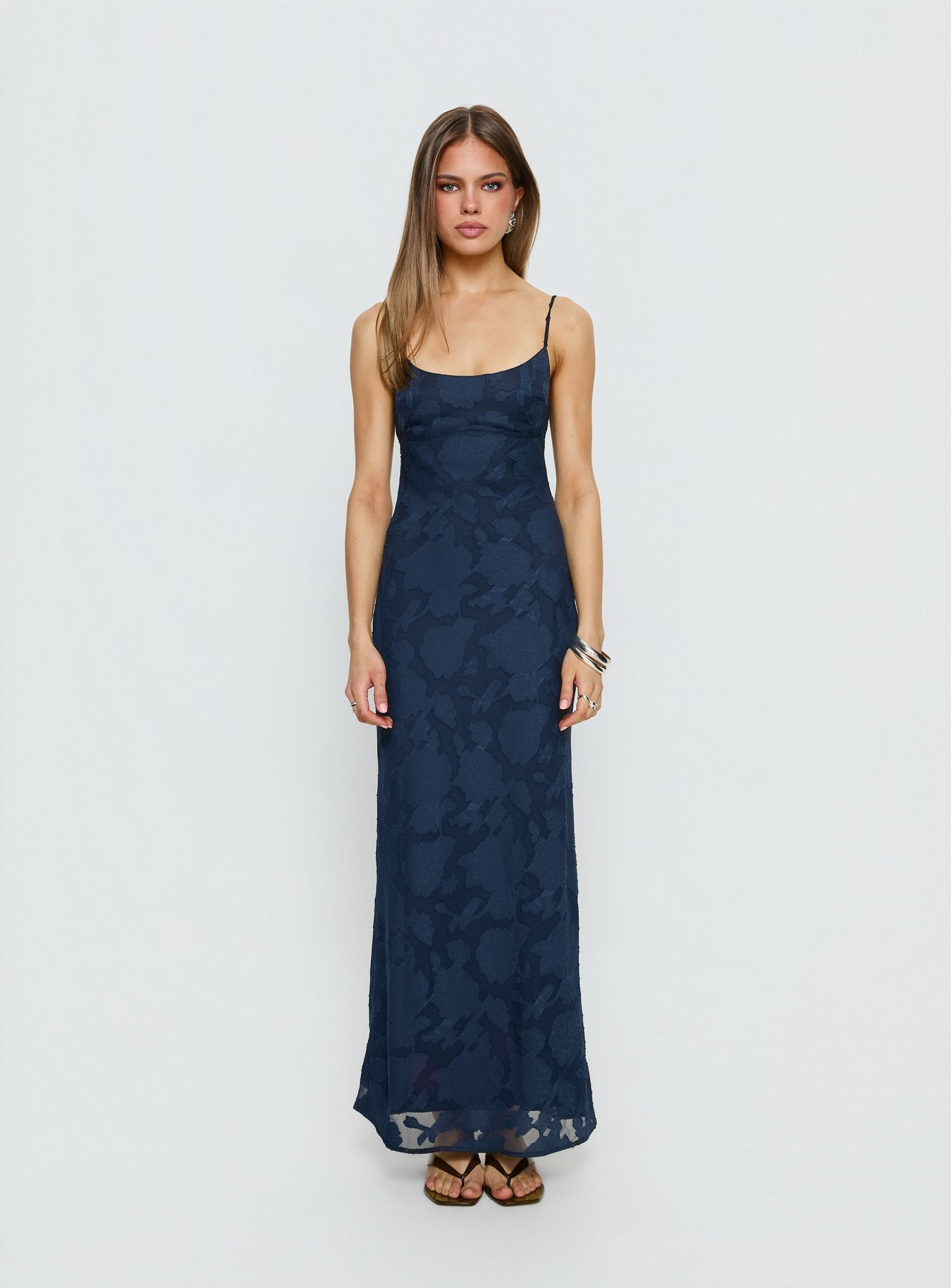 Ariadne Scoop Backless Maxi Dress Navy Burnout - Image 6