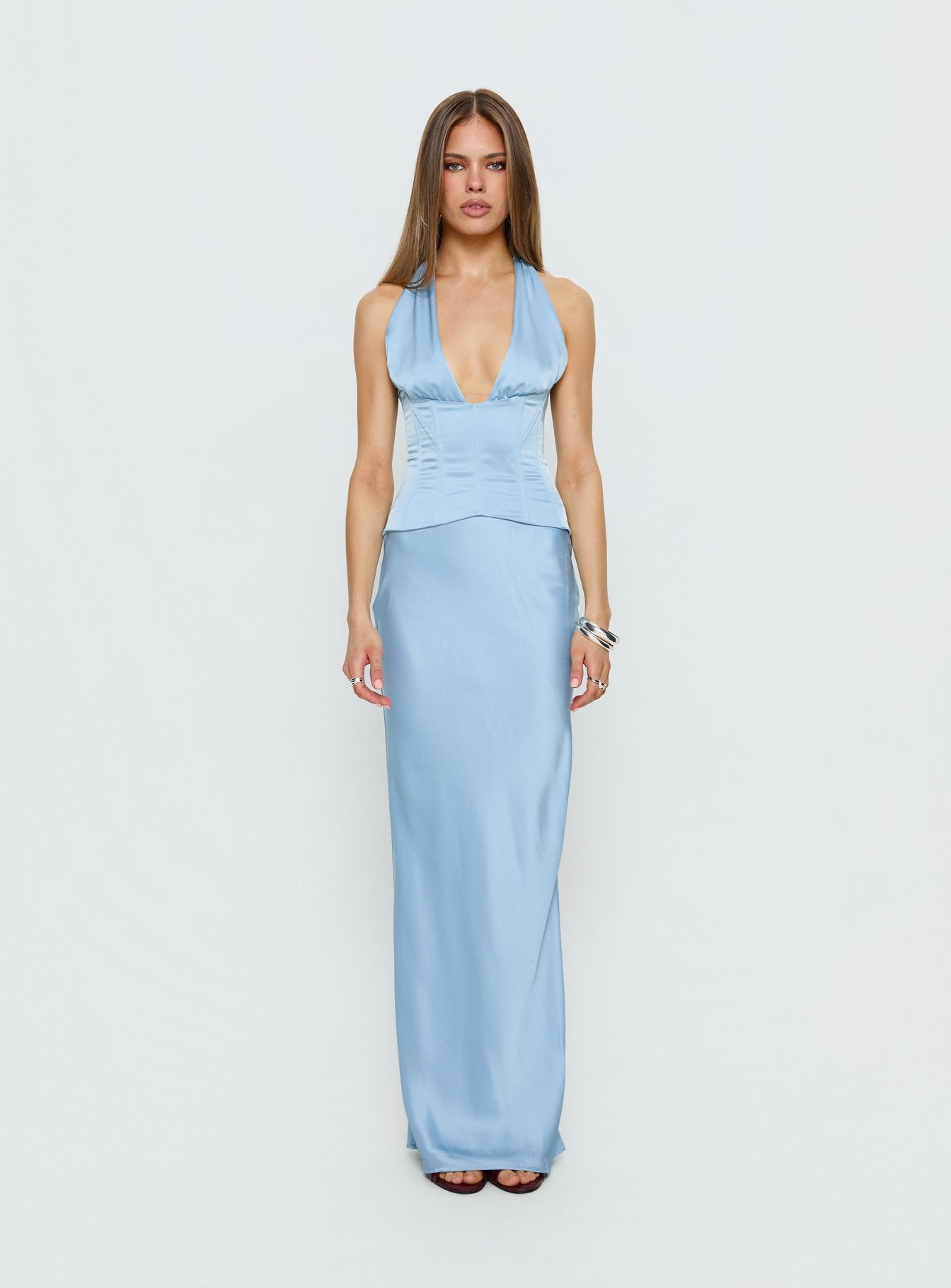 In A Trance Halter Corset Maxi Dress Blue - Image 7