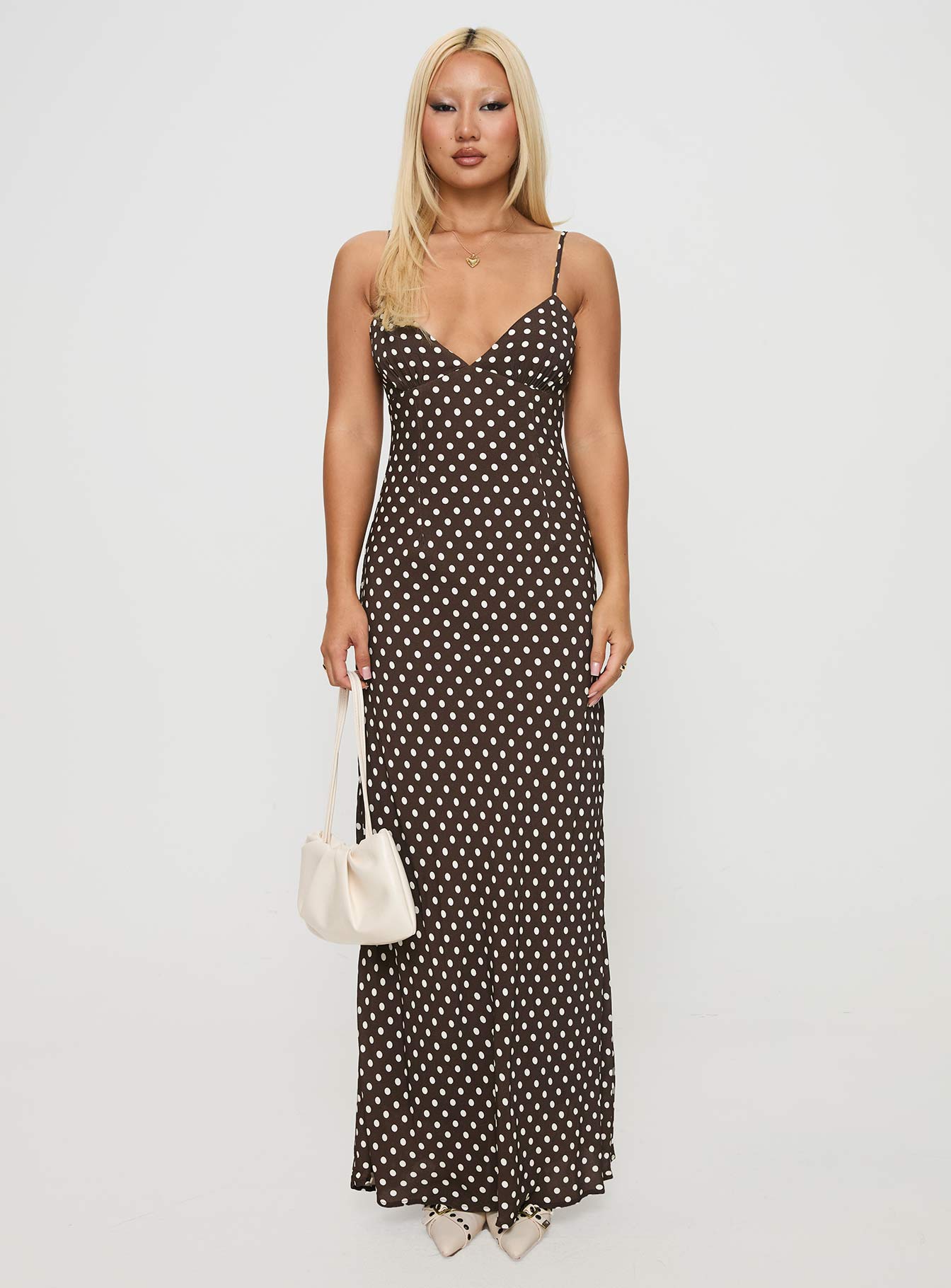 Jorjana Maxi Dress Brown / White Polka Dot - Image 7