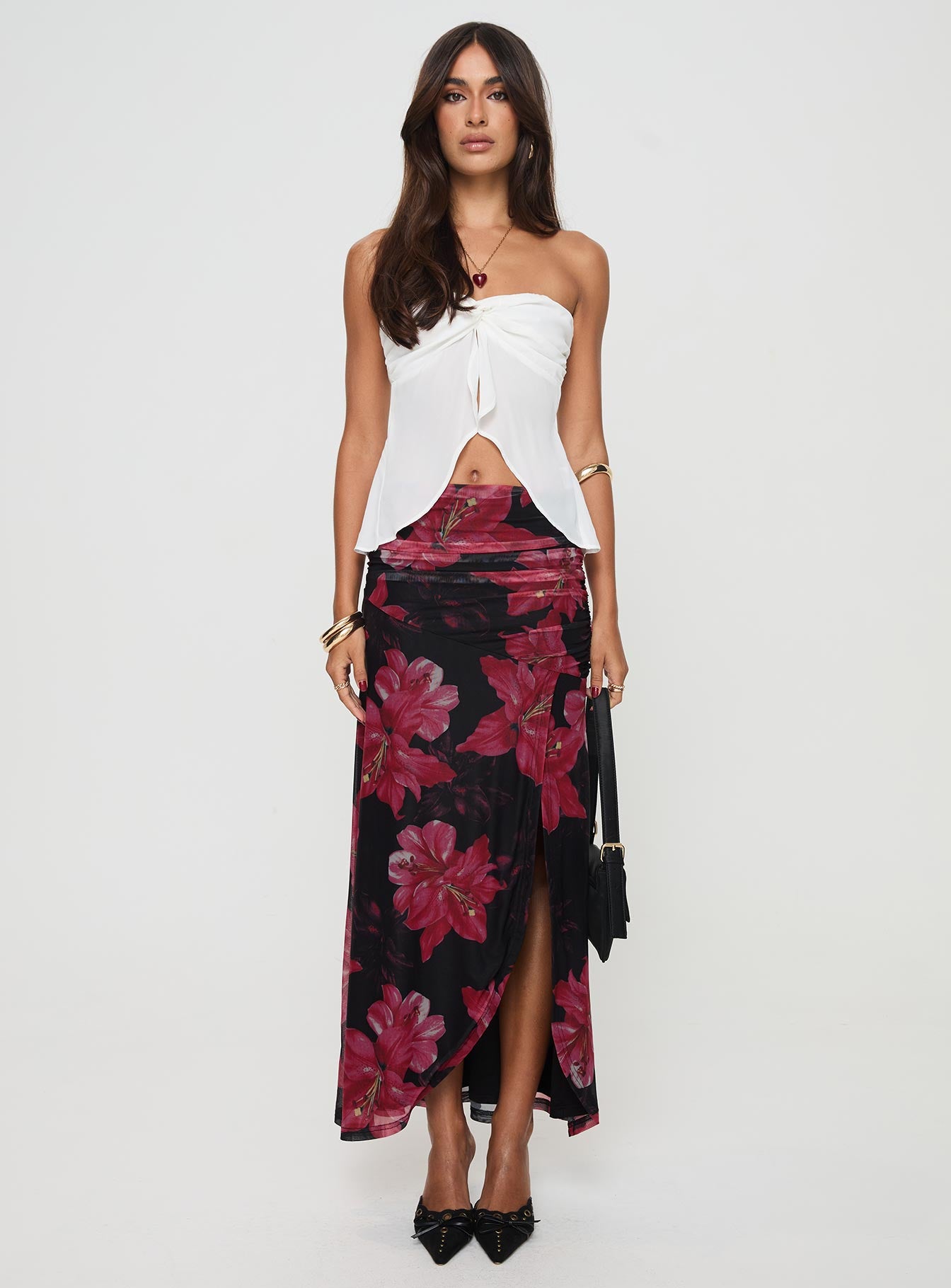 Cooperi Maxi Skirt Black / Red Floral - Image 7