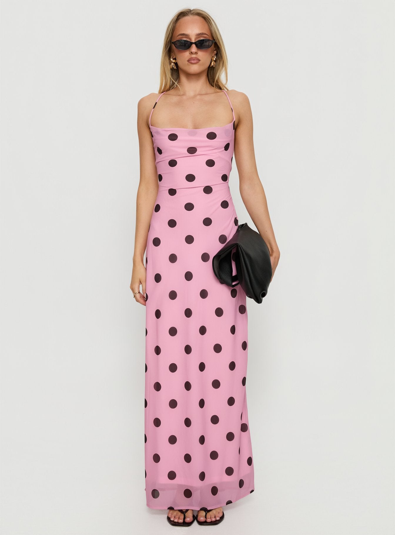 Celena Maxi Dress Pink / Brown Polka Dot - Image 7