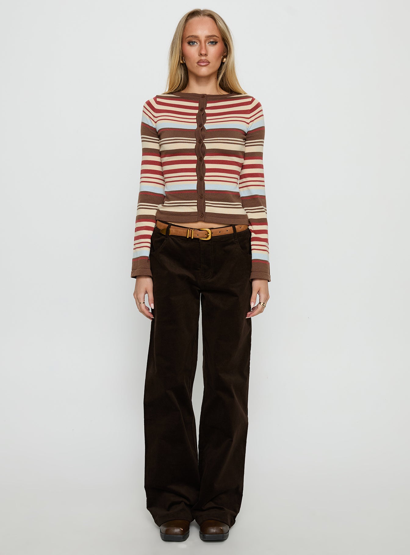 Kenza Wide Leg Corduroy Pant Brown - Image 7