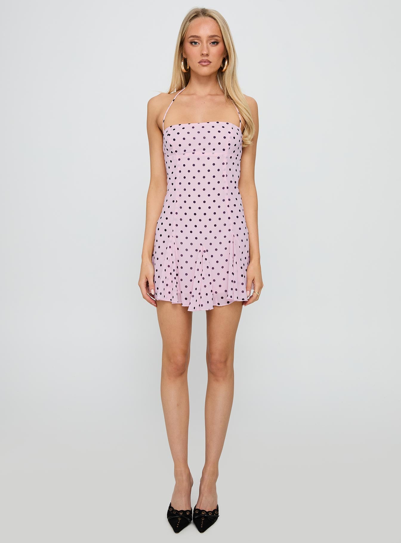 Delamere Mini Dress Pink / Black Polka Dot - Image 7