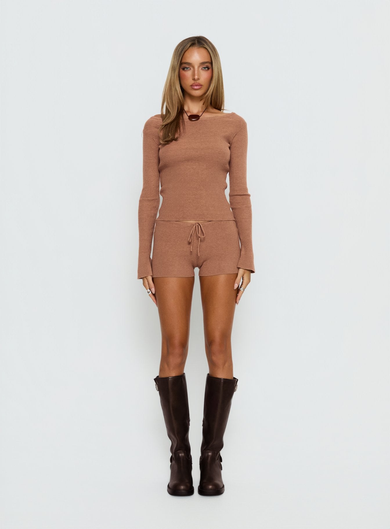 Ahani Low Rise Knit Shorts Mocha - Image 7
