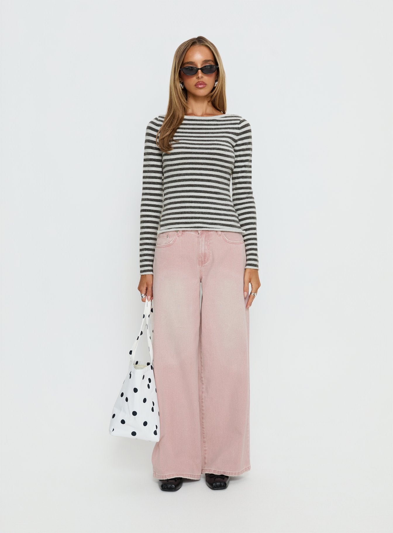 Annalyse Long Sleeve Button Detail Top Stripe - Image 7