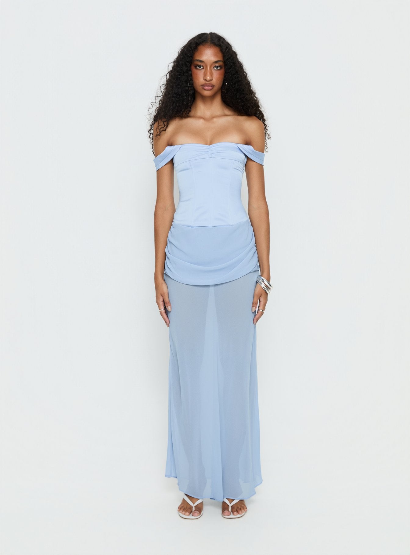 Angiola Corset Off Shoulder Maxi Dress Blue - Image 7
