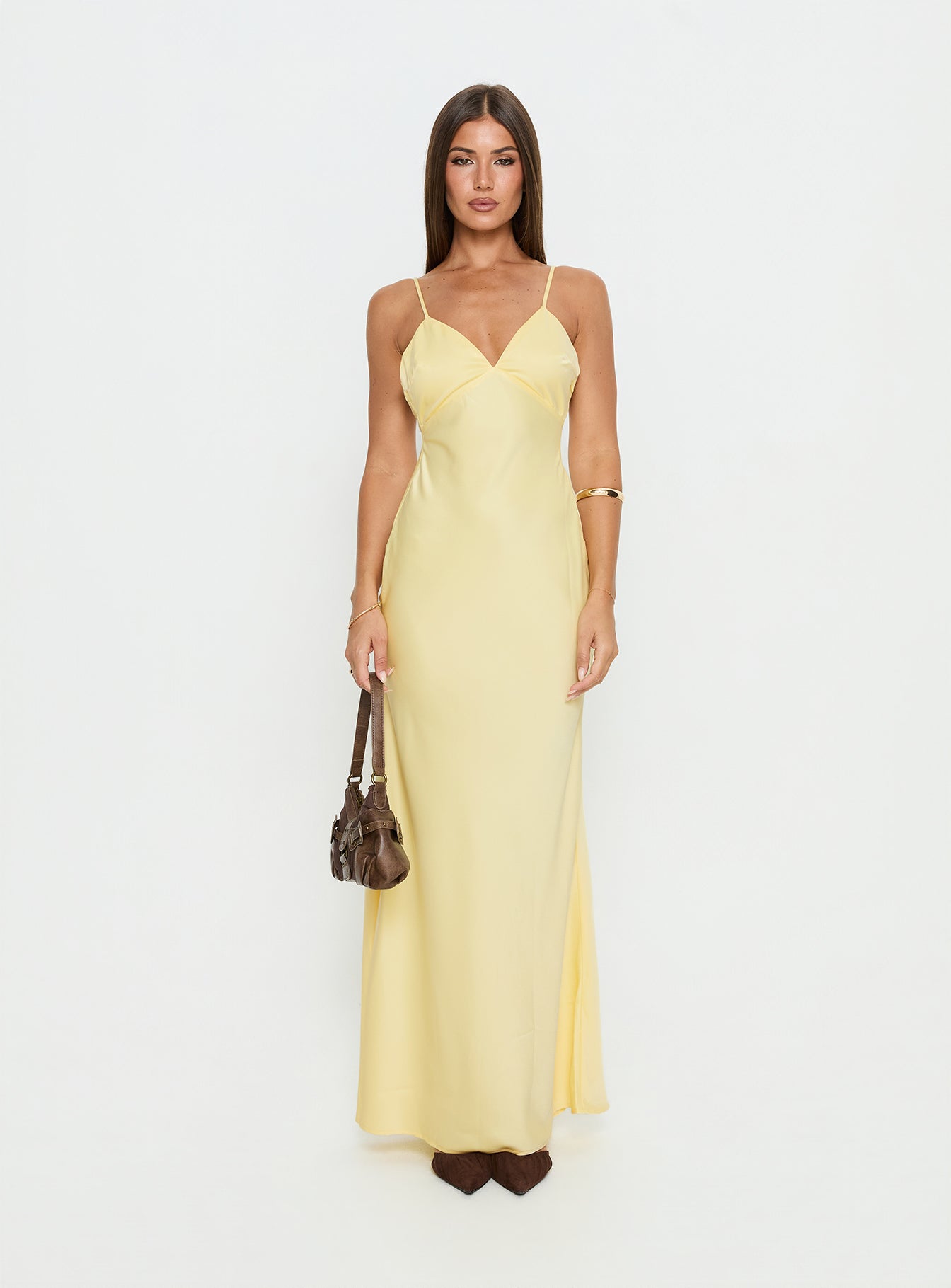 Flip A Switch Satin Lace Slip Maxi Dress Butter - Image 7