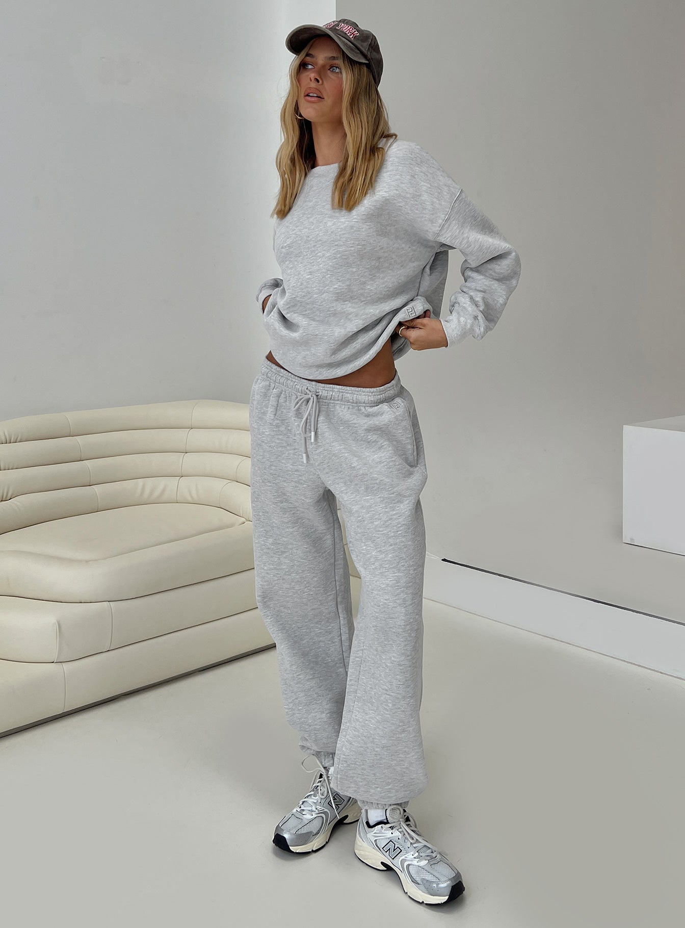 Dream Fleece Ankle Cuff Sweatpants Grey Marle - Image 9