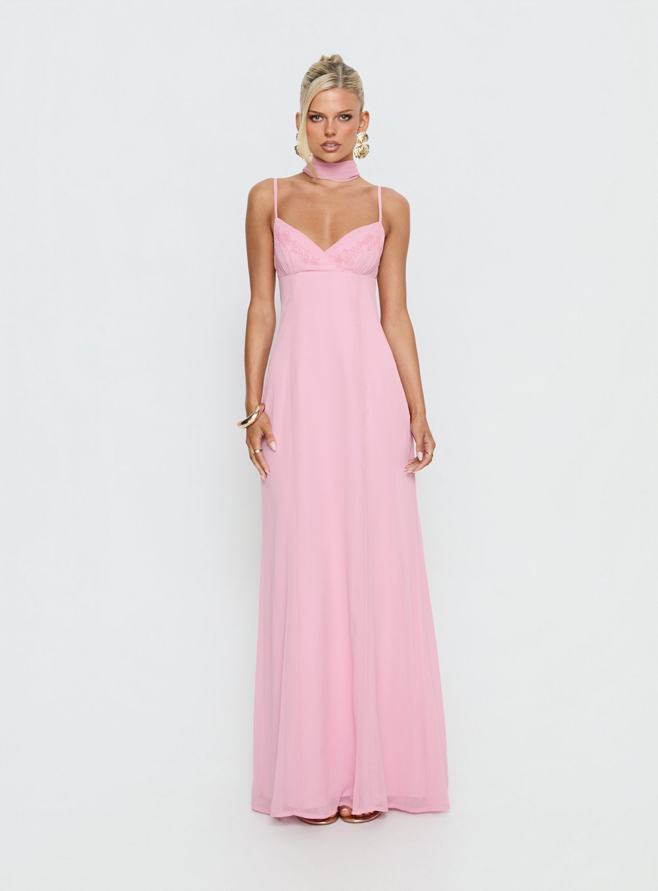 Jadira Scarf Maxi Dress Light Pink - Image 8