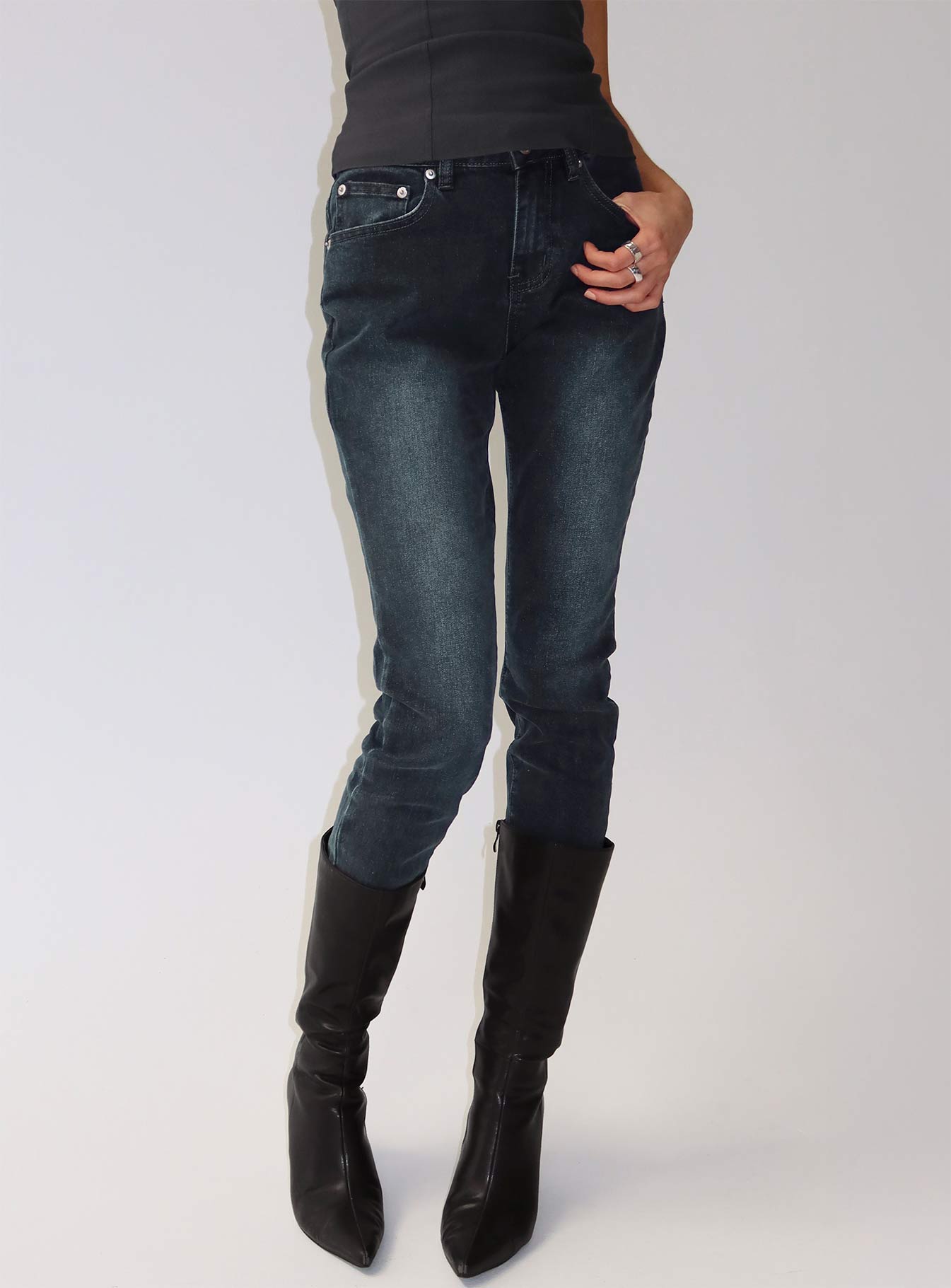 Illyssa Mid Rise Skinny Jeans Washed Charcoal - Image 8