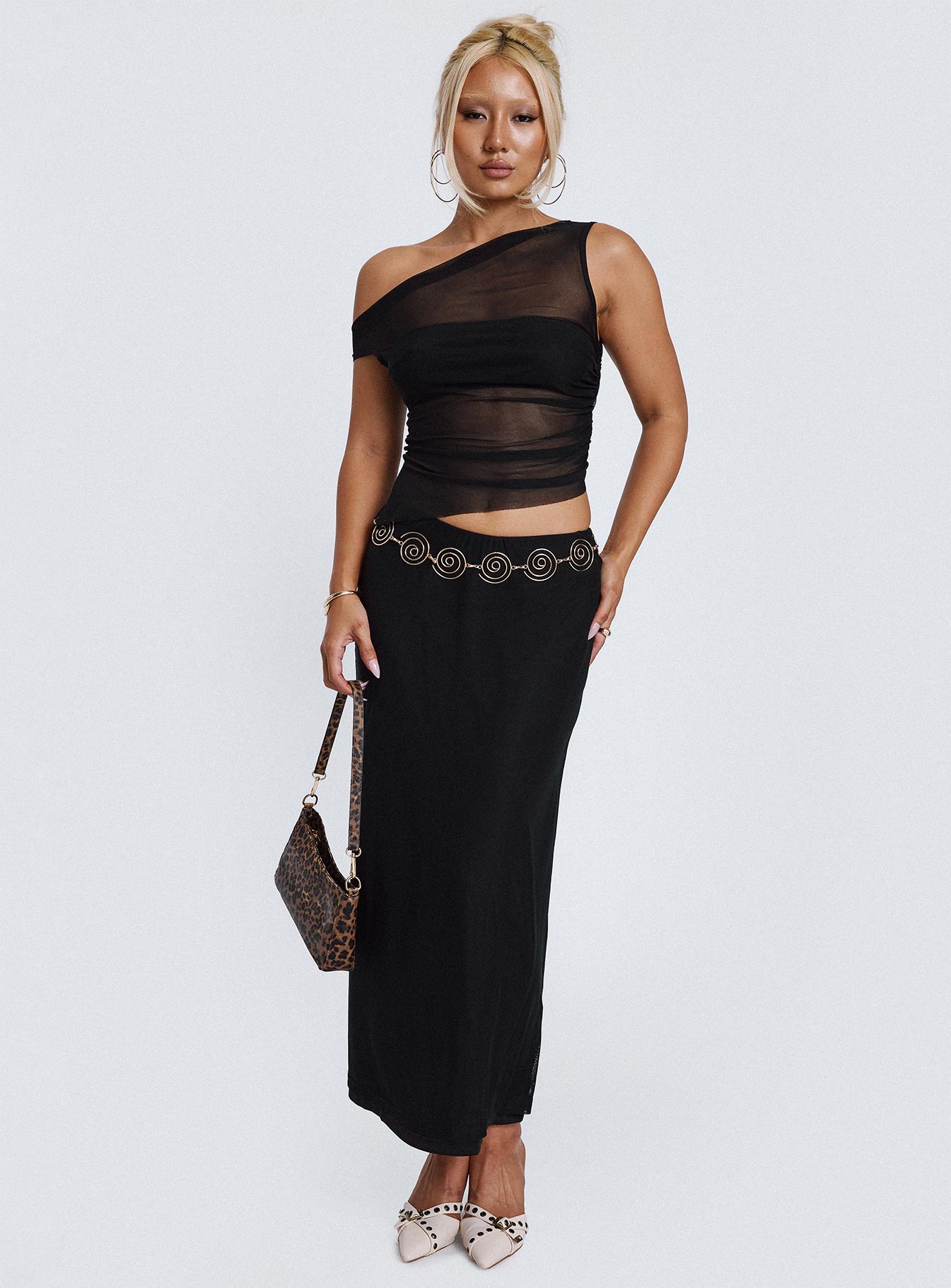 Aristocrat One Shoulder Mesh Set Black - Image 8