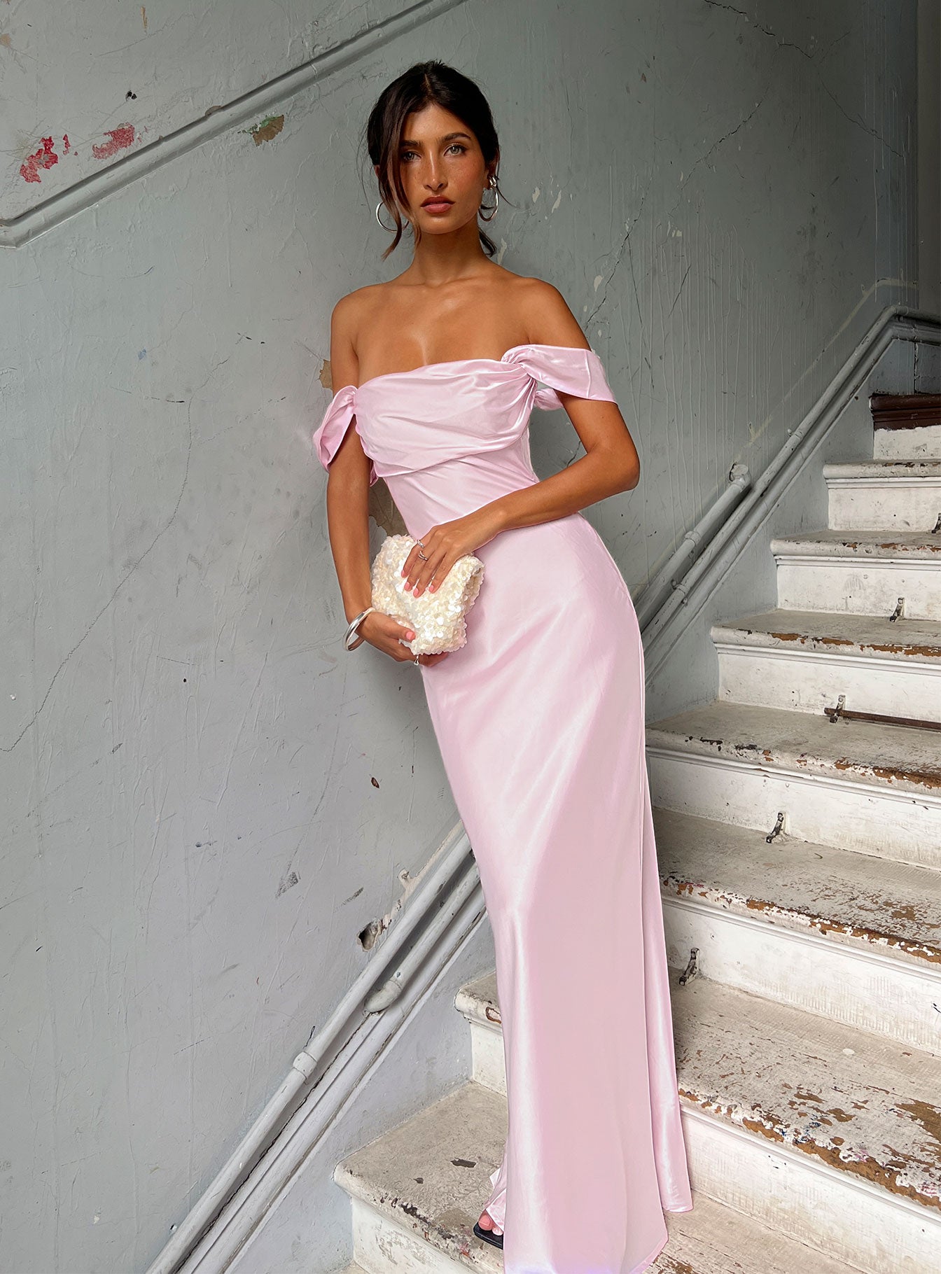 Azura Off The Shoulder Maxi Dress Pink - Image 13