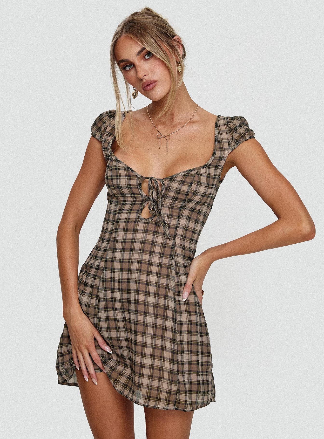 Alora Mini Dress Check Multi - Image 8