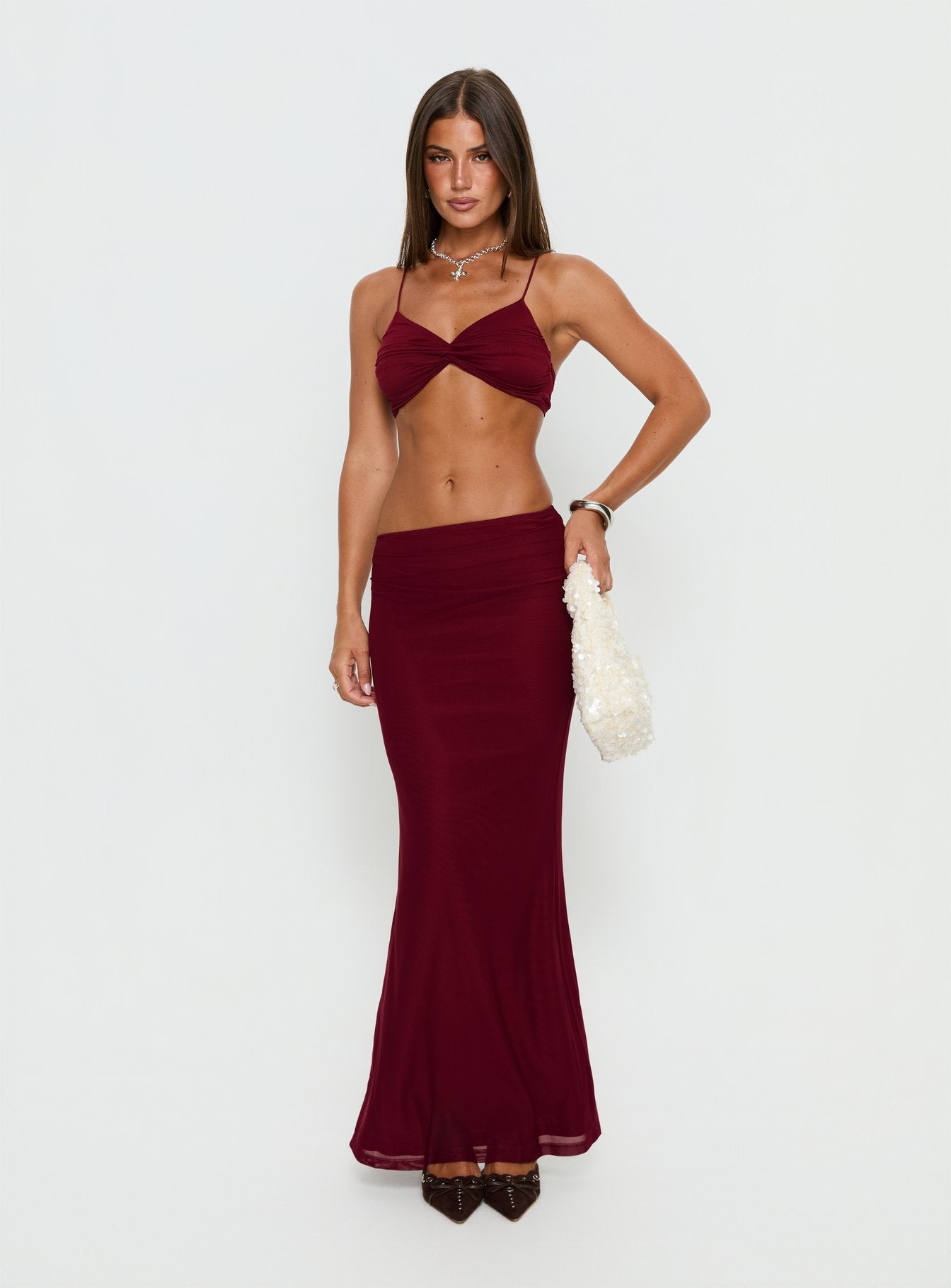 Alternative view of Delores Ruched Maxi Skirt Red