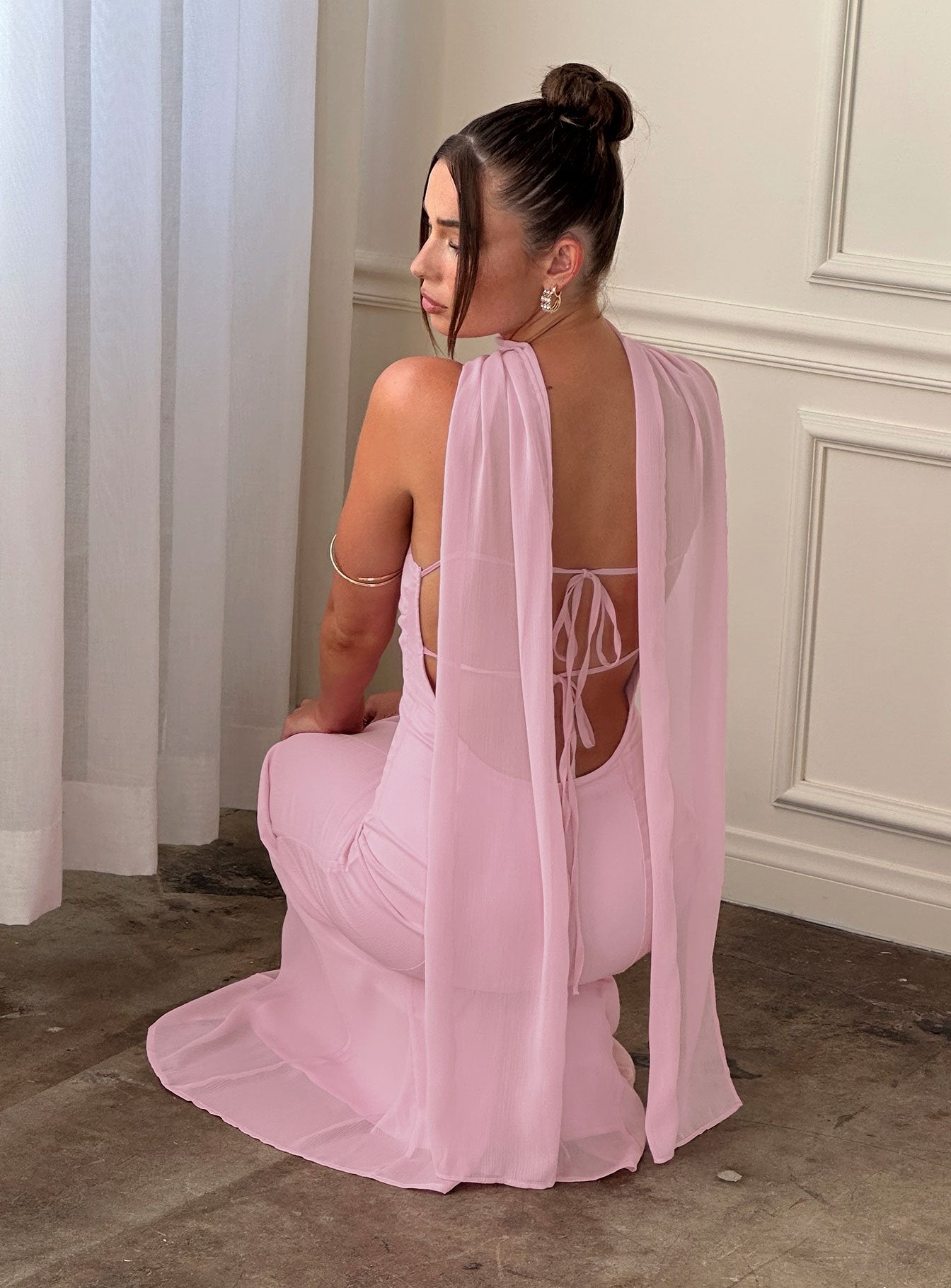 Jadira Scarf Maxi Dress Light Pink - Image 9